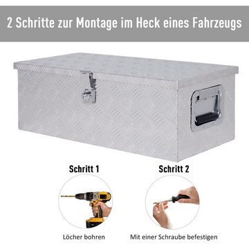 HOMCOM Werkzeugbox Gerätekasten mit Schloss, Aluminium Silber (Set, 1 St., industrie-design für hand-werker), 76L x 33B x 25H cm