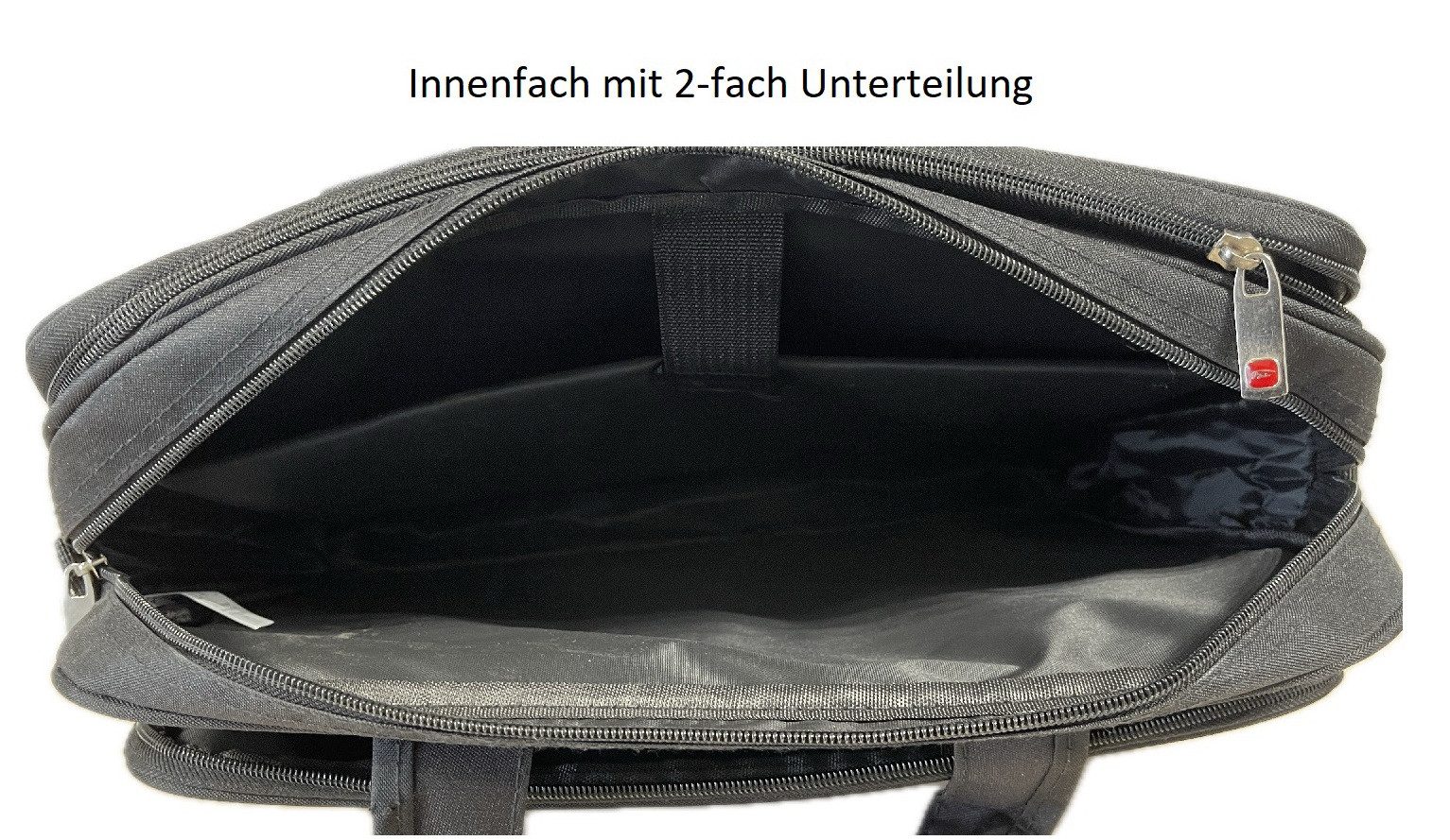 Gustav Voss Laptoptasche Notebooktasche Aktentasche mit Schulterriemen Tragetasche (Tasche für 17 Zoll (43,2 cm) Laptop / Notebook, Umhängetasche mit 5 Fächern), mit Reißverschluss zur optionalen Vergrößerung