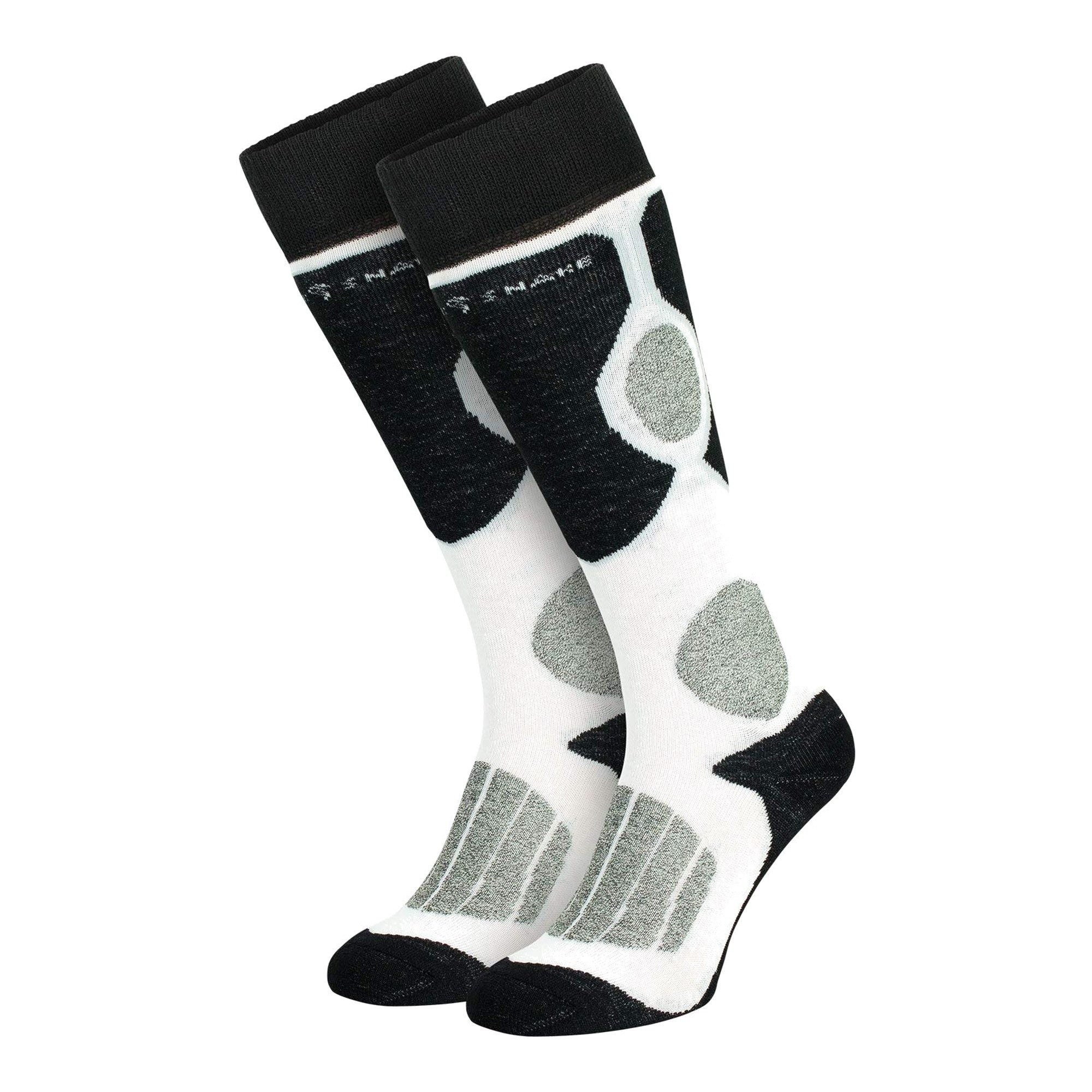 Black Snake Skisocken warme gepolsterte Skistrümpfe mit Wollanteil für Damen und Herren (Packung, 1-Paar, Schwarz/Weiß 39/42) kniehohe Wintersocken mit Klimasohle und Komfortbund fürs Snowboarden