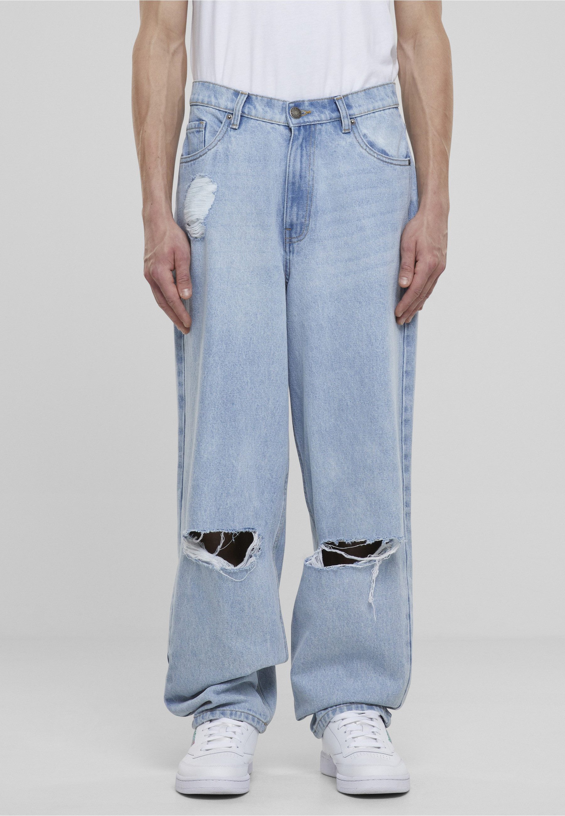 URBAN CLASSICS Bequeme Jeans Urban Classics Heavy Ounce Knee Cut Baggy Fit Jeans