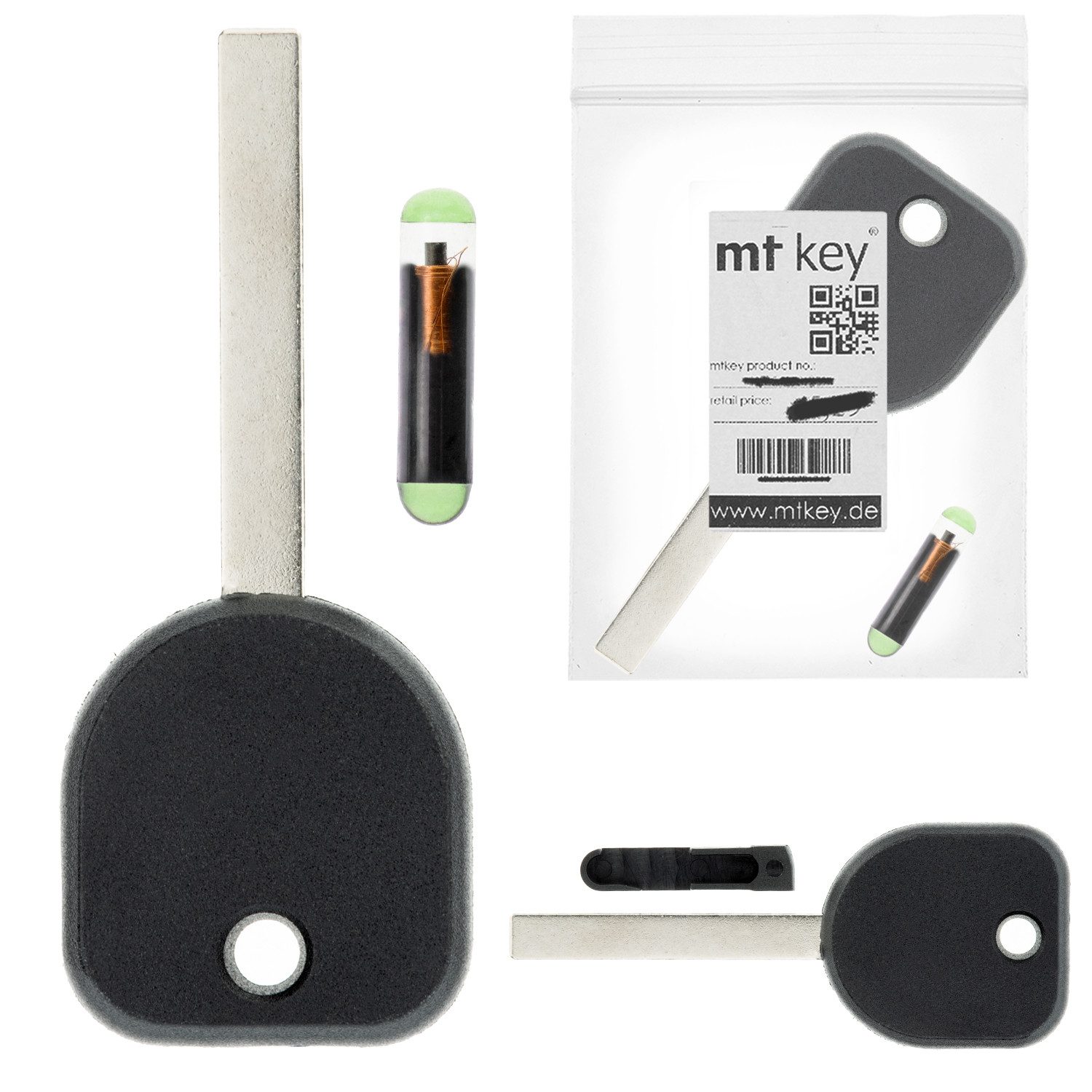 mt-key Schlüsseltasche Auto Zünd Schlüssel Rohling HU100 + ID13 Transponder (Set), für Buick Lacrosse (05-09)
