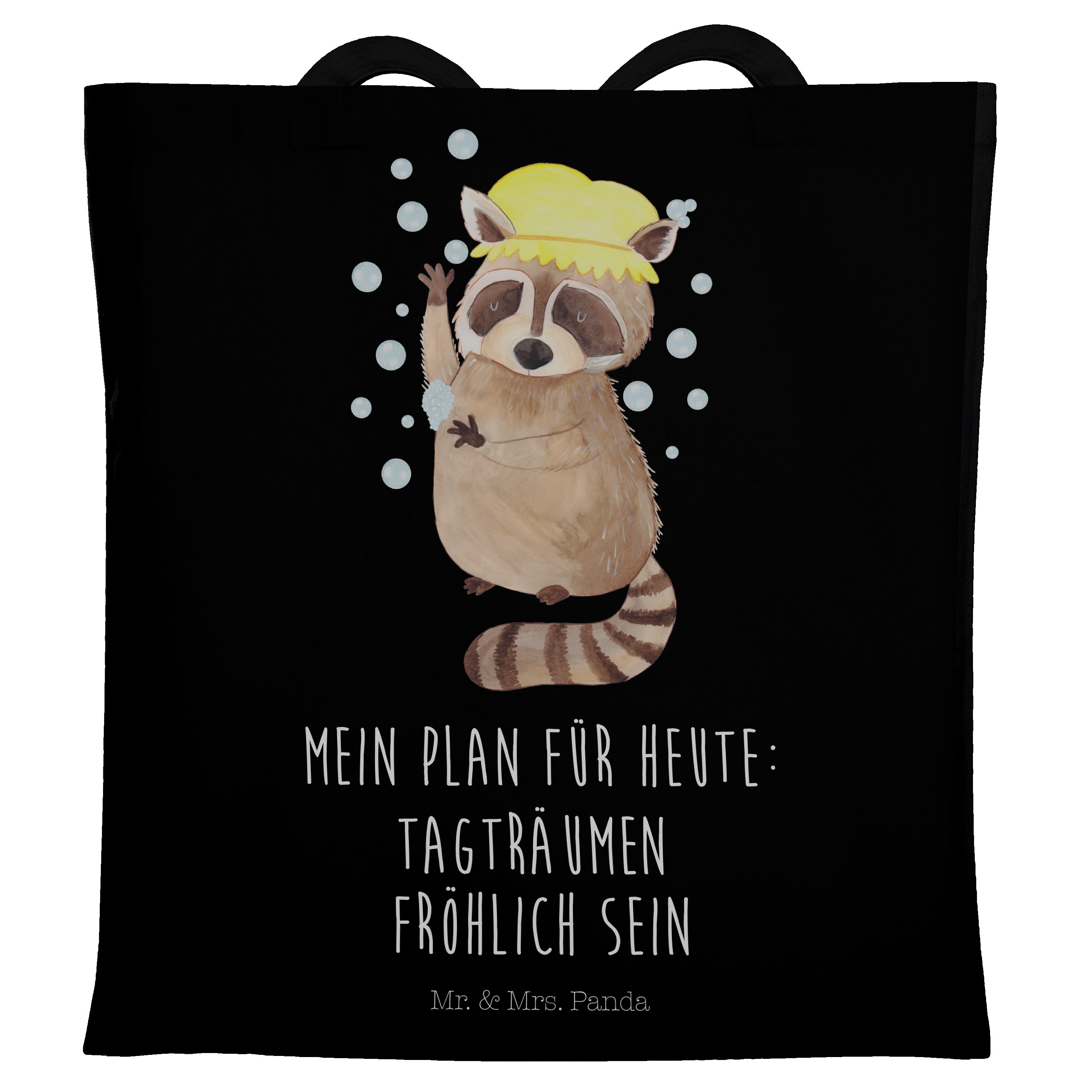 Geschenk, & lustige - - Panda Mrs. Tragetasche Schwarz (1-tlg) Sprüche, Stof Fröhlich, Tiere, Mr. Waschbär