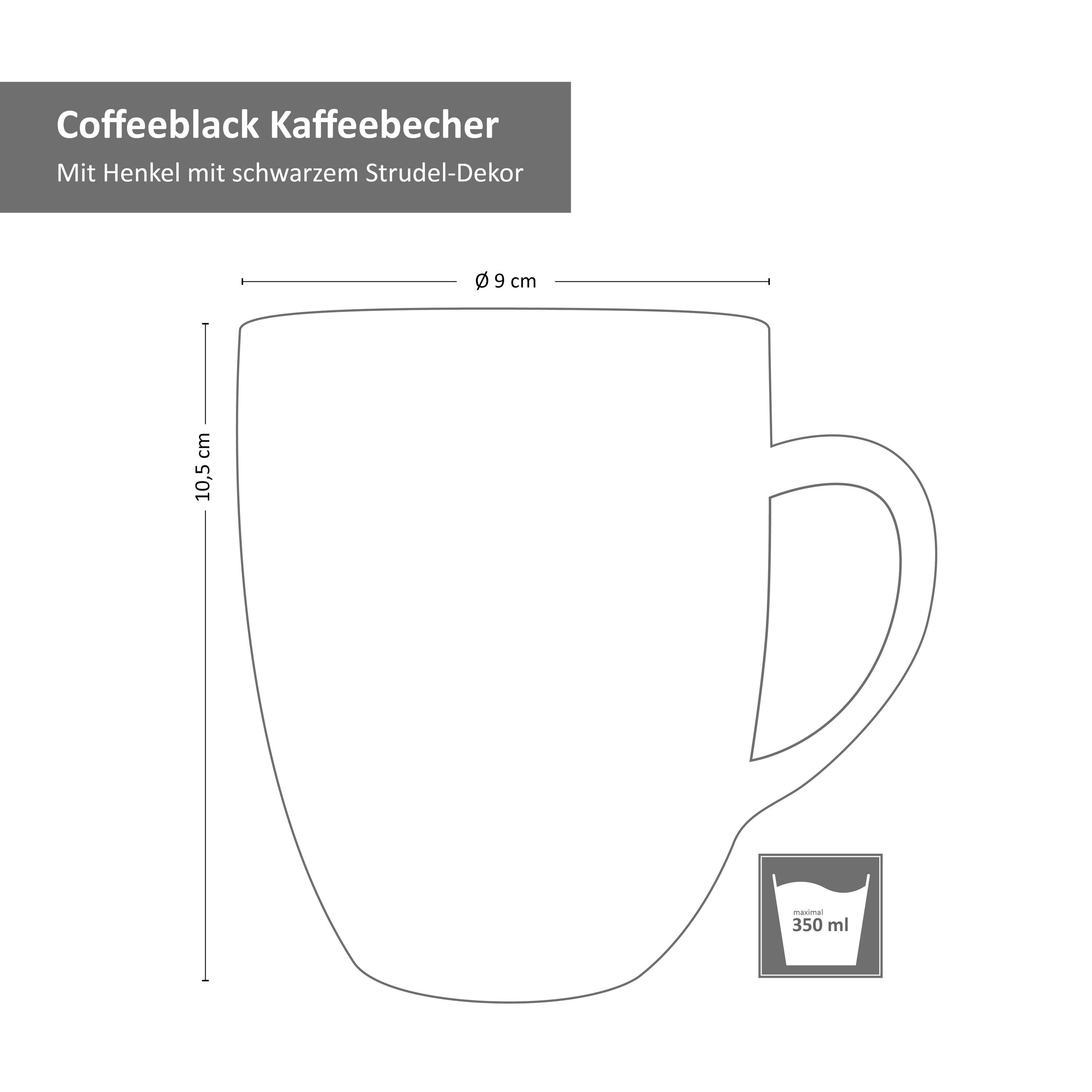 schwarz Coffeeblack - MamboCat Henkel 24326256 Kaffeebecher Set Becher 6er mit