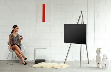 wissmann raumobjekte luxuriöser Standfuß für Flachbildschirme TV-Ständer, (bis 55,00 Zoll, TV Standfuß, Stativ in Edelstahl, Made in Germany)