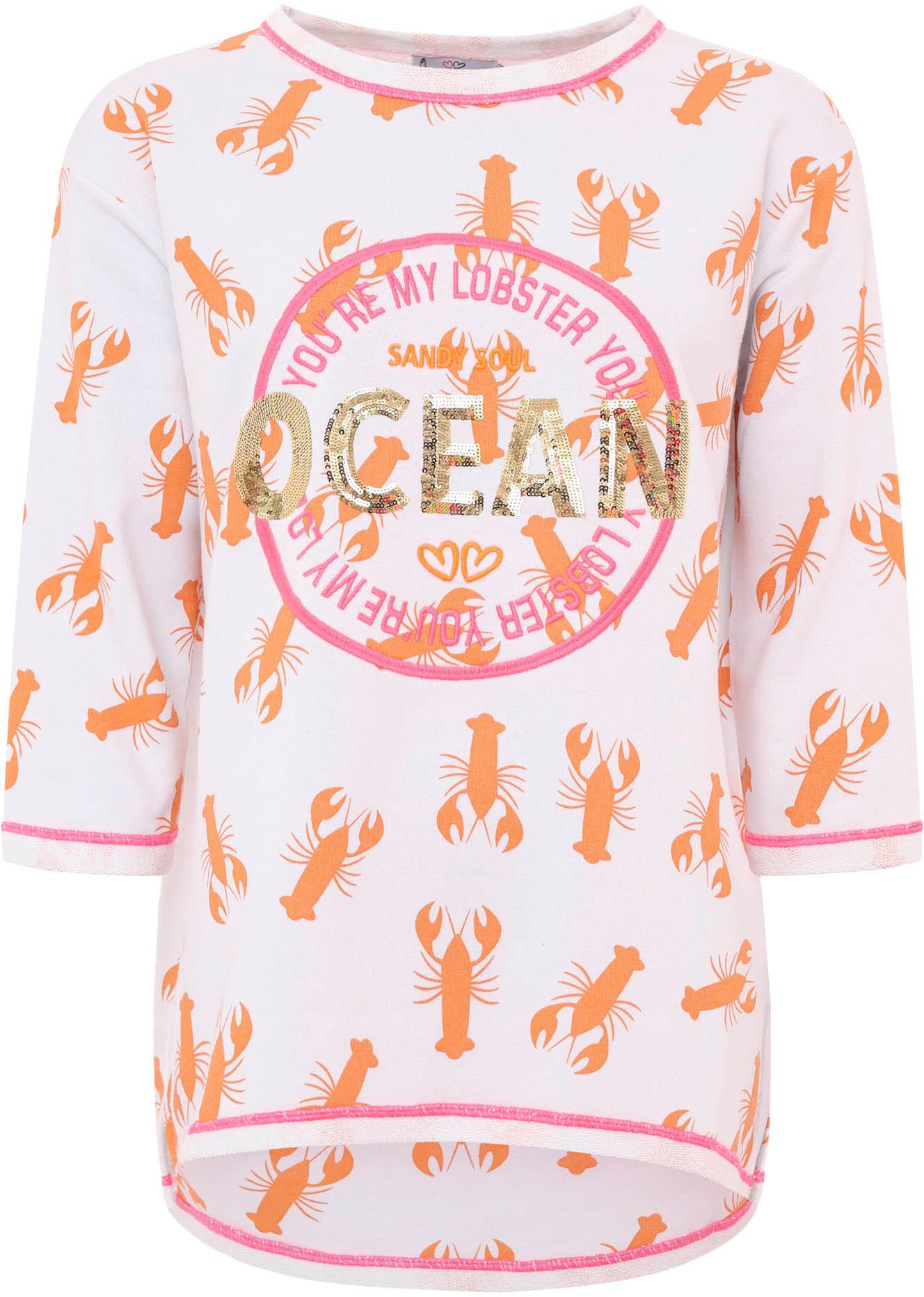 Zwillingsherz Longsleeve Shirt "Ocean Sandy Soul" 3/4-Arm, Pailletten, Kont günstig online kaufen