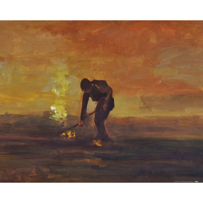1art1 Kunstdruck Vincent Van Gogh - Bauer Unkraut Verbrennend 1883