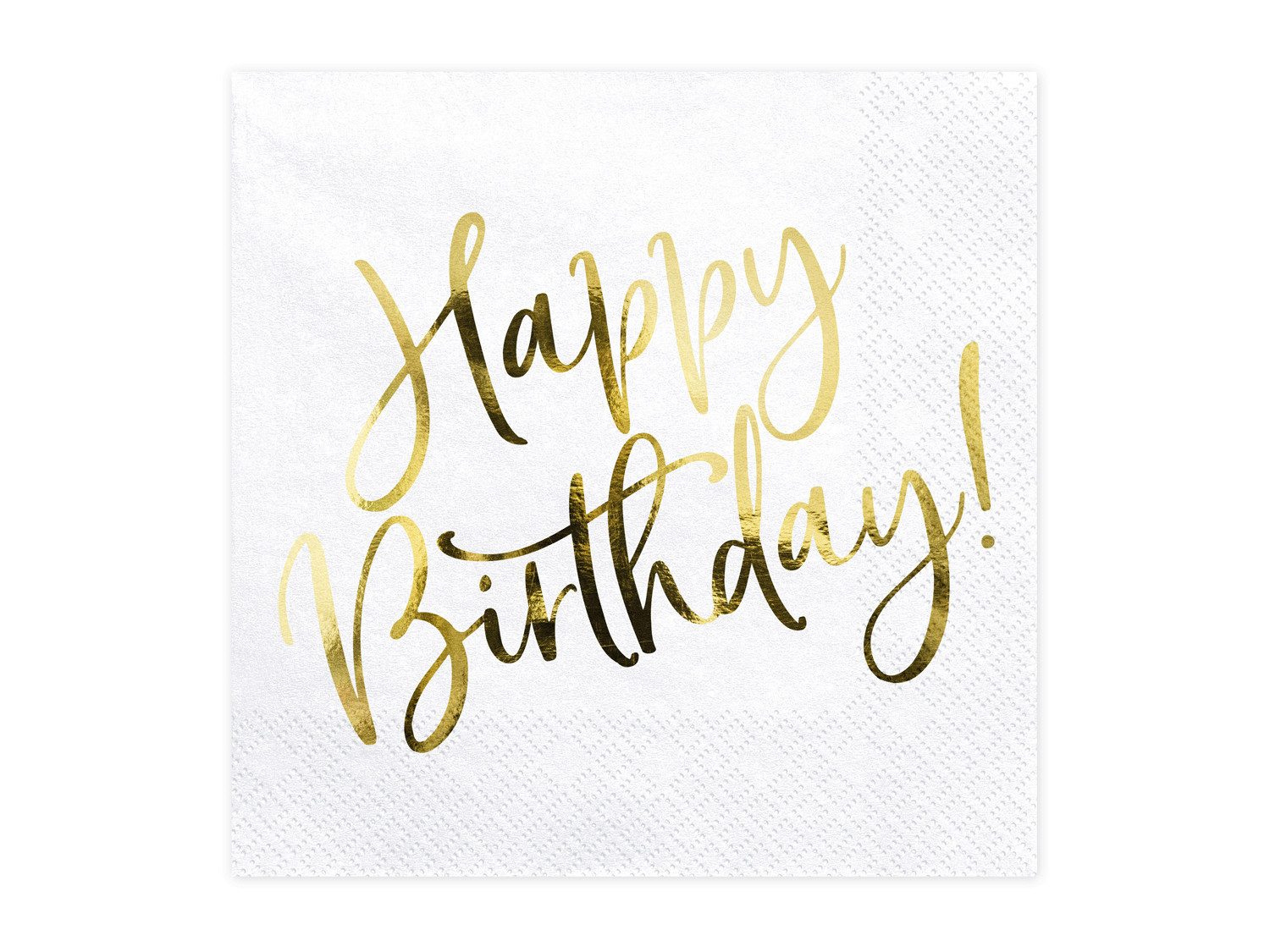 partydeco Papierserviette, Servietten Happy Birthday 33x33cm 20 Stück, weiß / gold