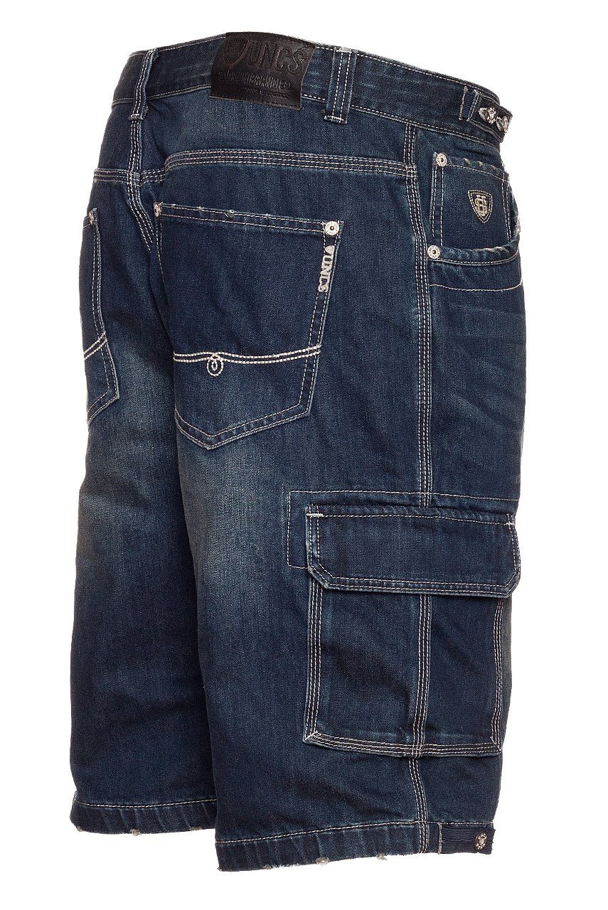 oder Denim mit Dark Cargoshorts UNCS Seitentaschen Denim Jeansshorts