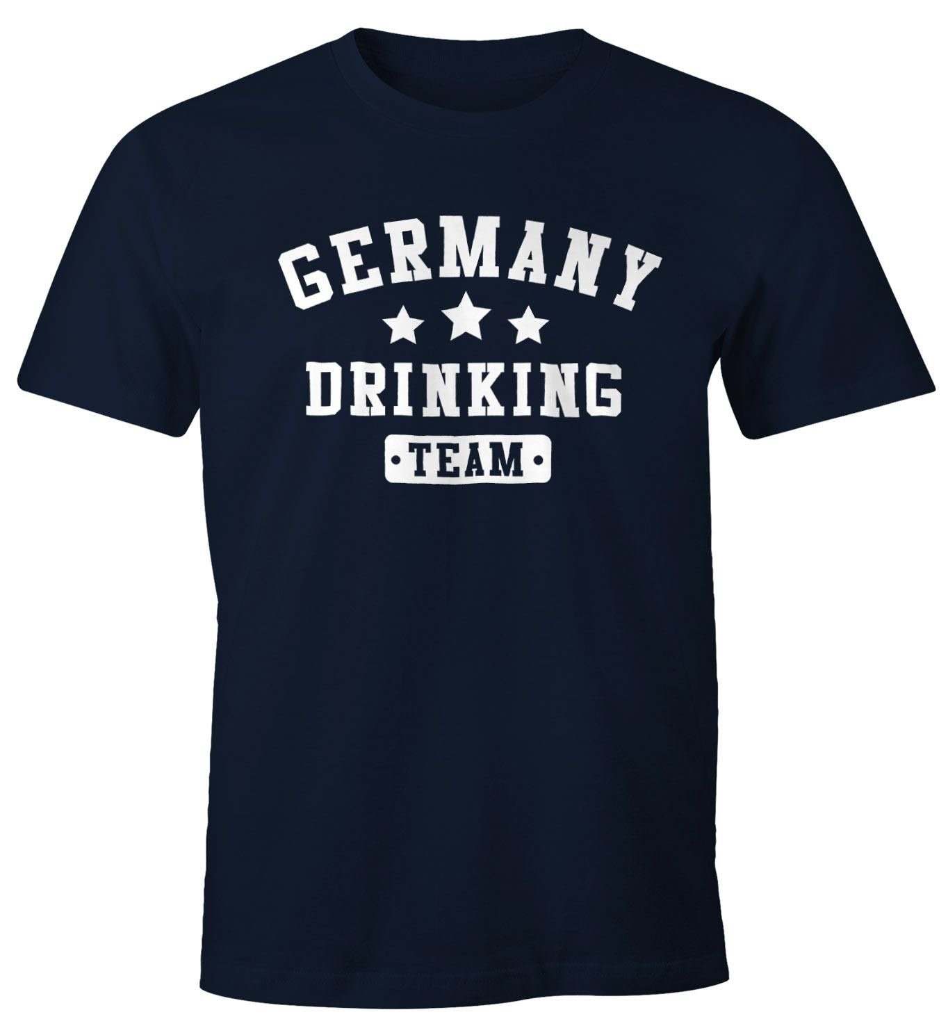 MoonWorks Print-Shirt Herren T-Shirt Print Fun-Shirt Moonworks® Germany Drinking Team Bier navy mit