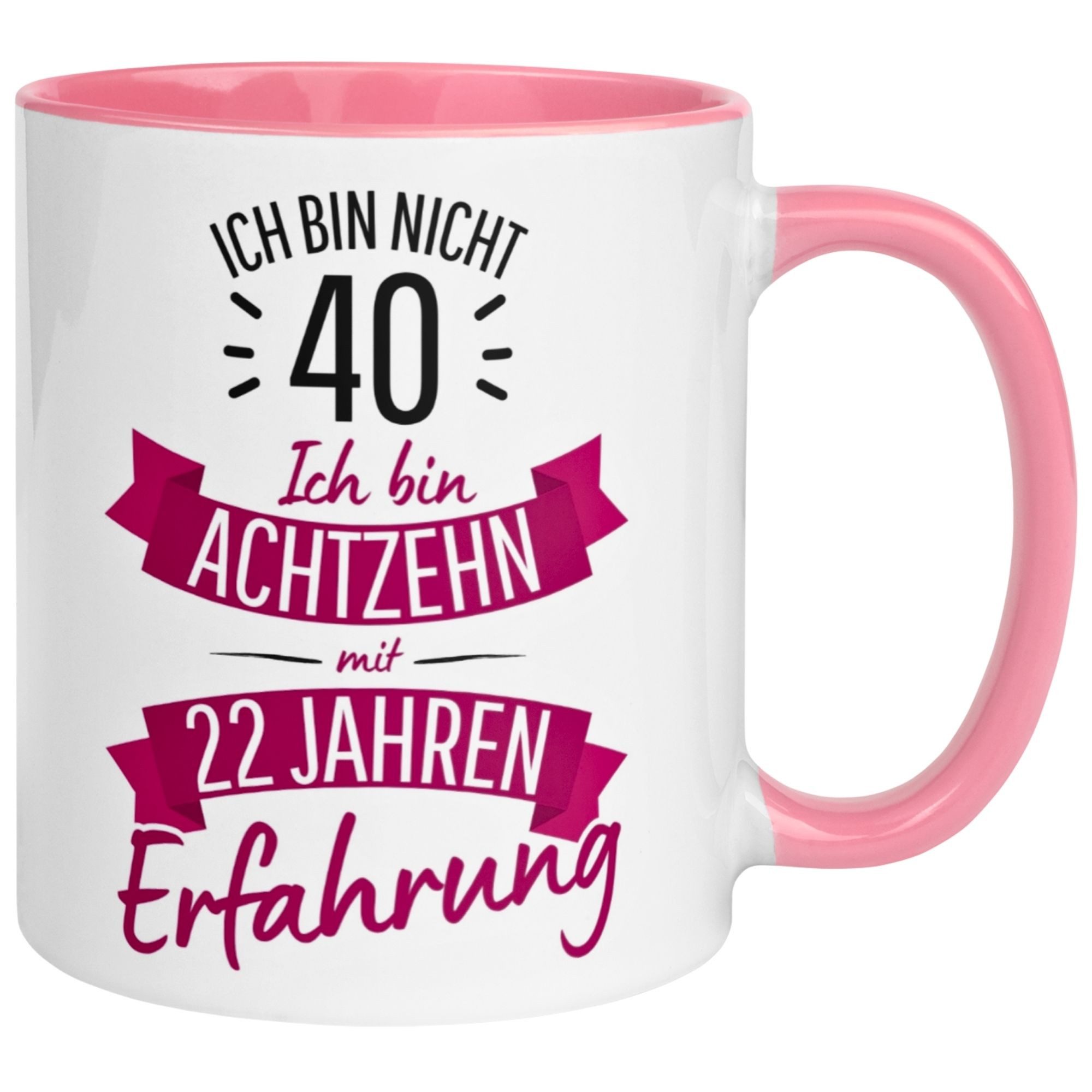 Momentals Tasse 40 Geburtstag Frau – „Nicht 40 – Ich hab Erfahrung“ – Geschenk Frauen, Gratis Versand · Links-&Rechtshänder · Spülmaschinenfest
