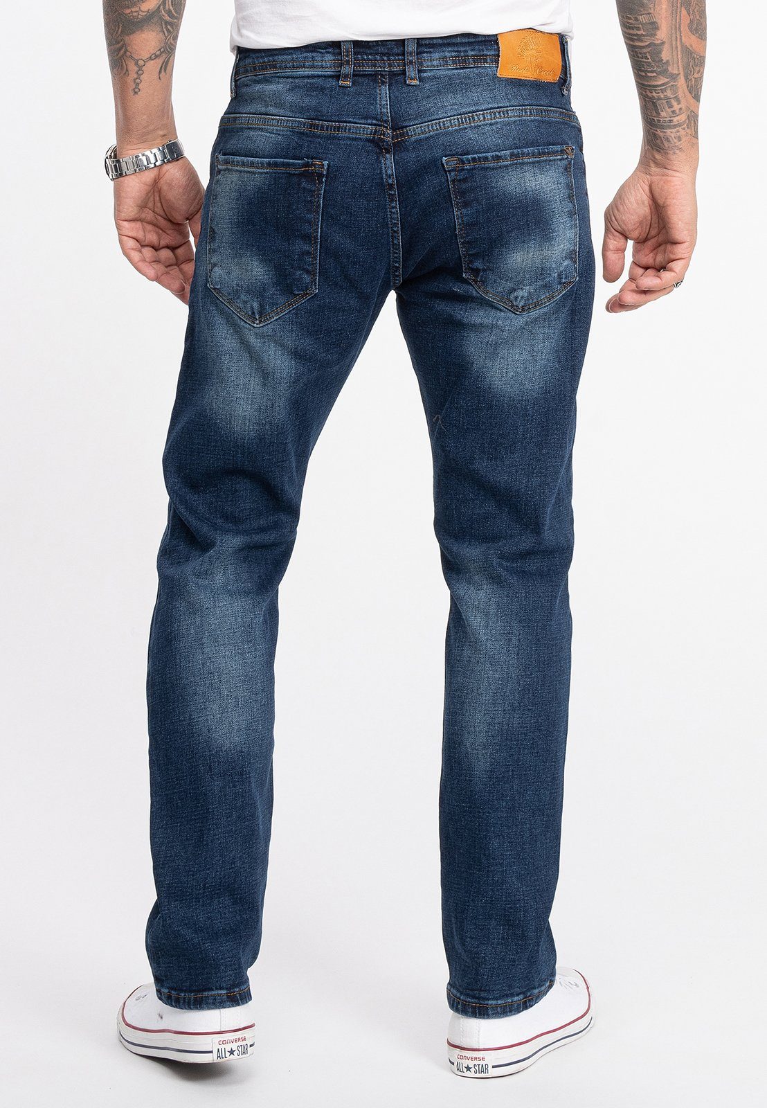 Rock Creek Straight-Jeans Herren Jeans Stonewashed Blau RC-2281 – Bild 3 von 4