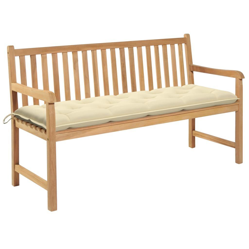 vidaXL Gartenbank »Gartenbank mit Cremeweißer Auflage 150 cm Massivholz