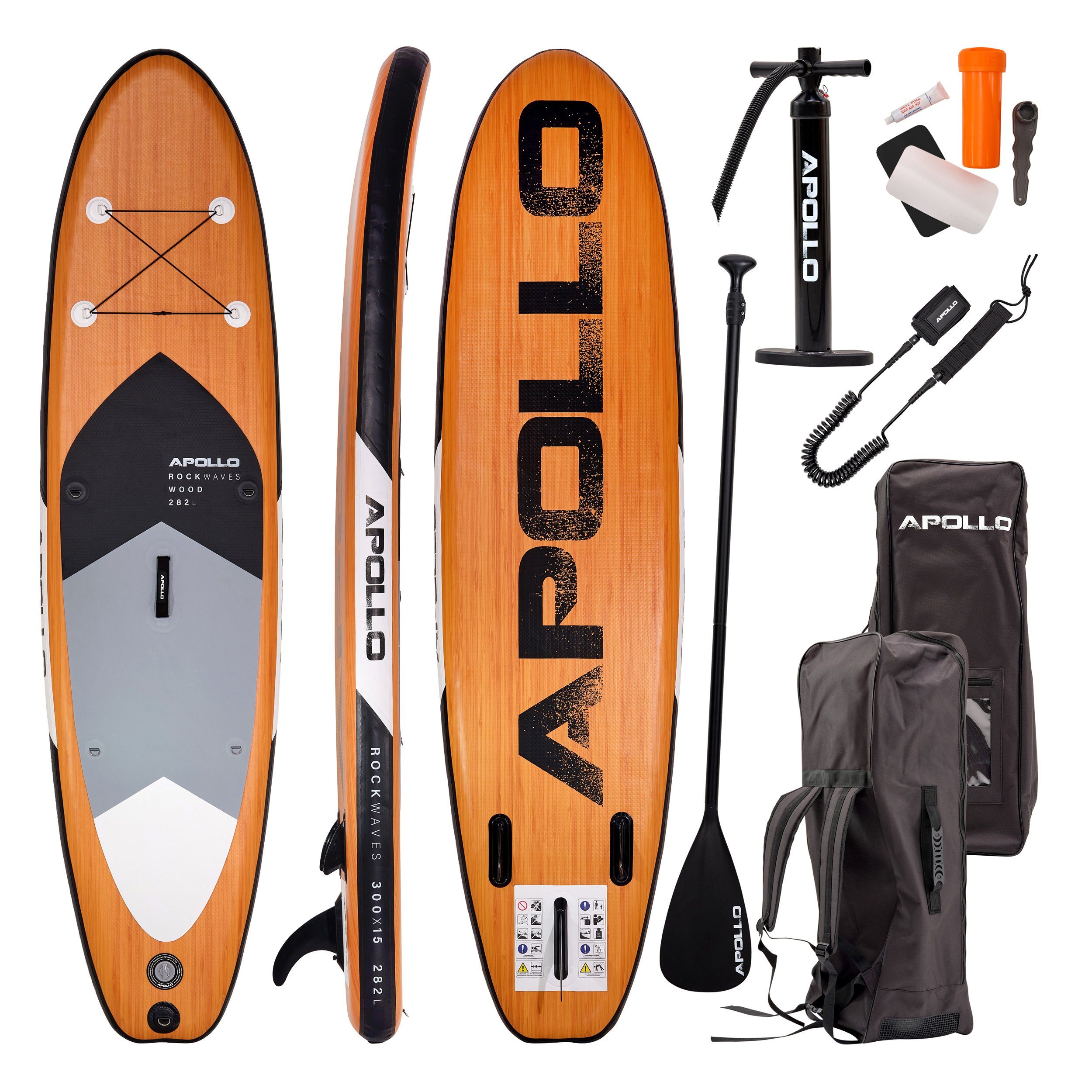 Apollo Inflatable SUP-Board Aufblasbares Stand Up Paddle Board SUP - Wood, aufblasbar