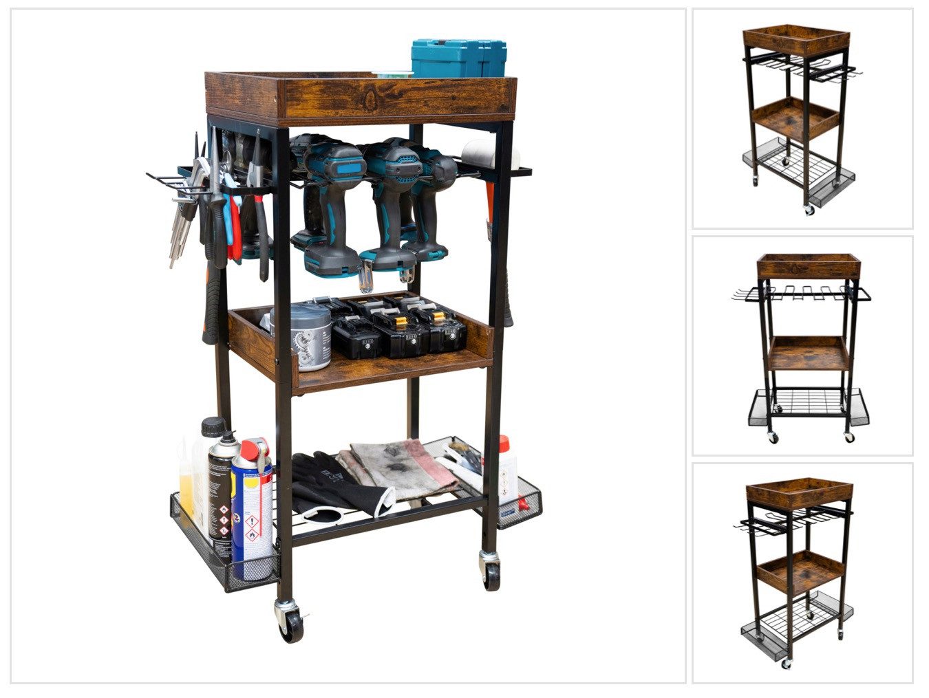 Toolbrothers Werkzeugkoffer Werkstatt Garagen Wagen für Elektro und Hand Werkzeuge aus Metall 86