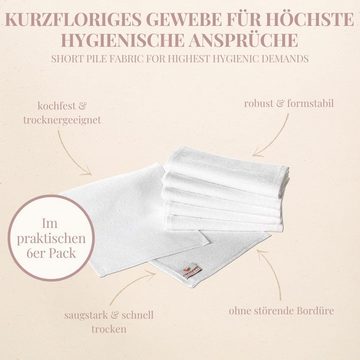 Carenesse Gästehandtuch 6x Gesichts Kompressen 22x70 cm weiß mit perfekter Paßform, Hygienische & saugstarke Gesichtstücher für Kosmetik in 100% Baumwolle