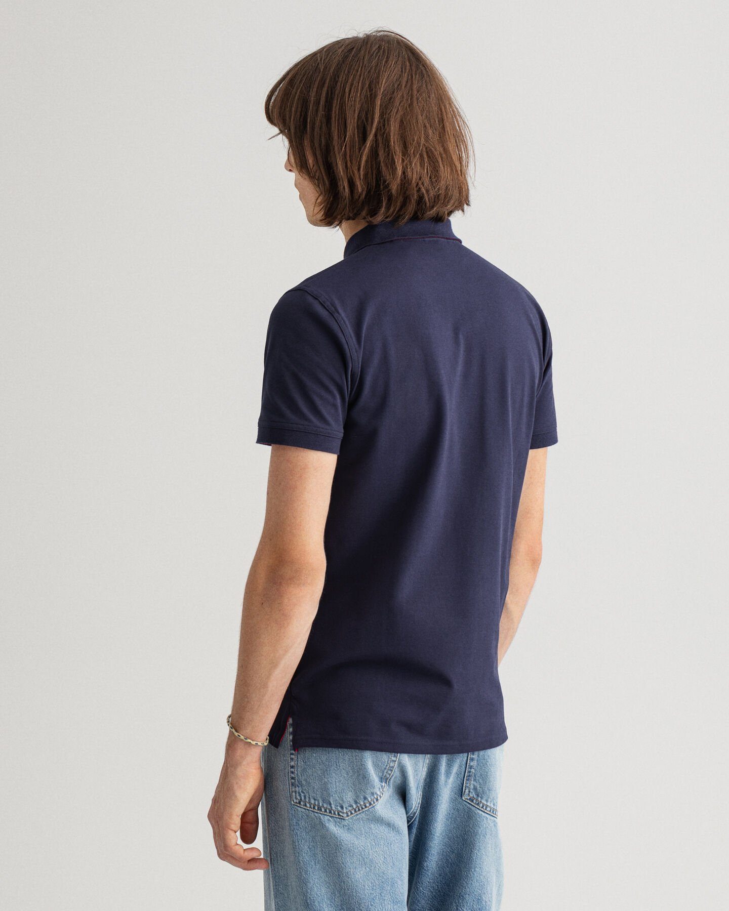 Gant mit Rugger kontrastfarbener Shirt Dunkelblau Poloshirt Poloshirt Piqué