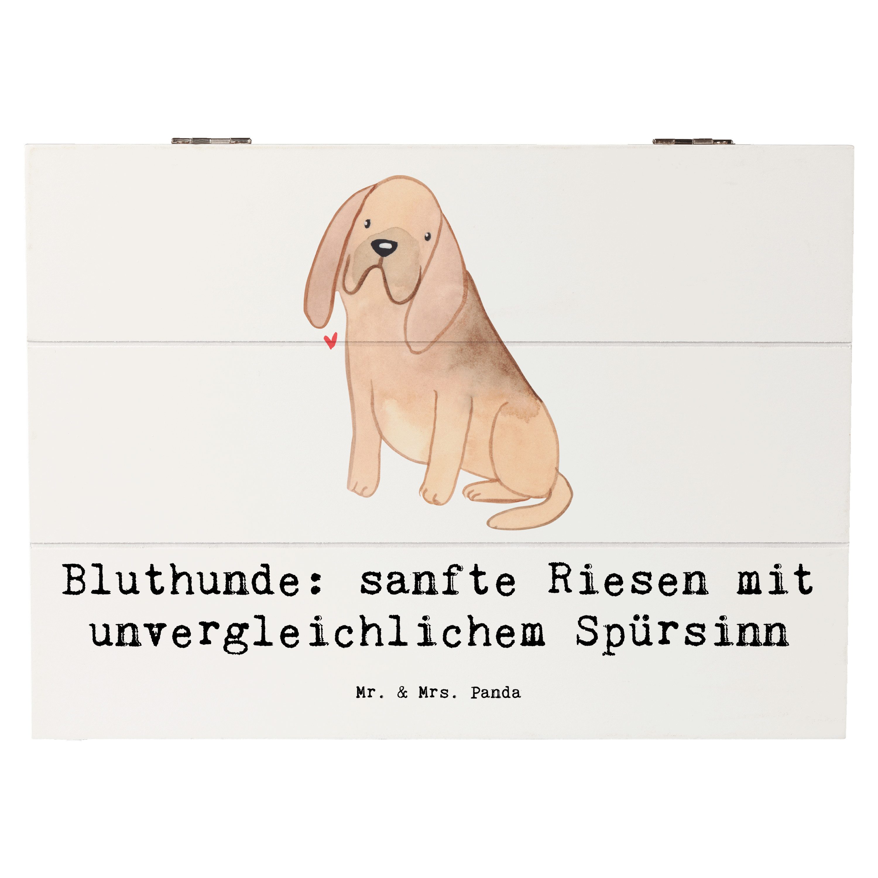 Dekokiste 25 x 18 cm Bluthunde - Weiß - Geschenk, erstaunlicher Geruchssinn, Tr