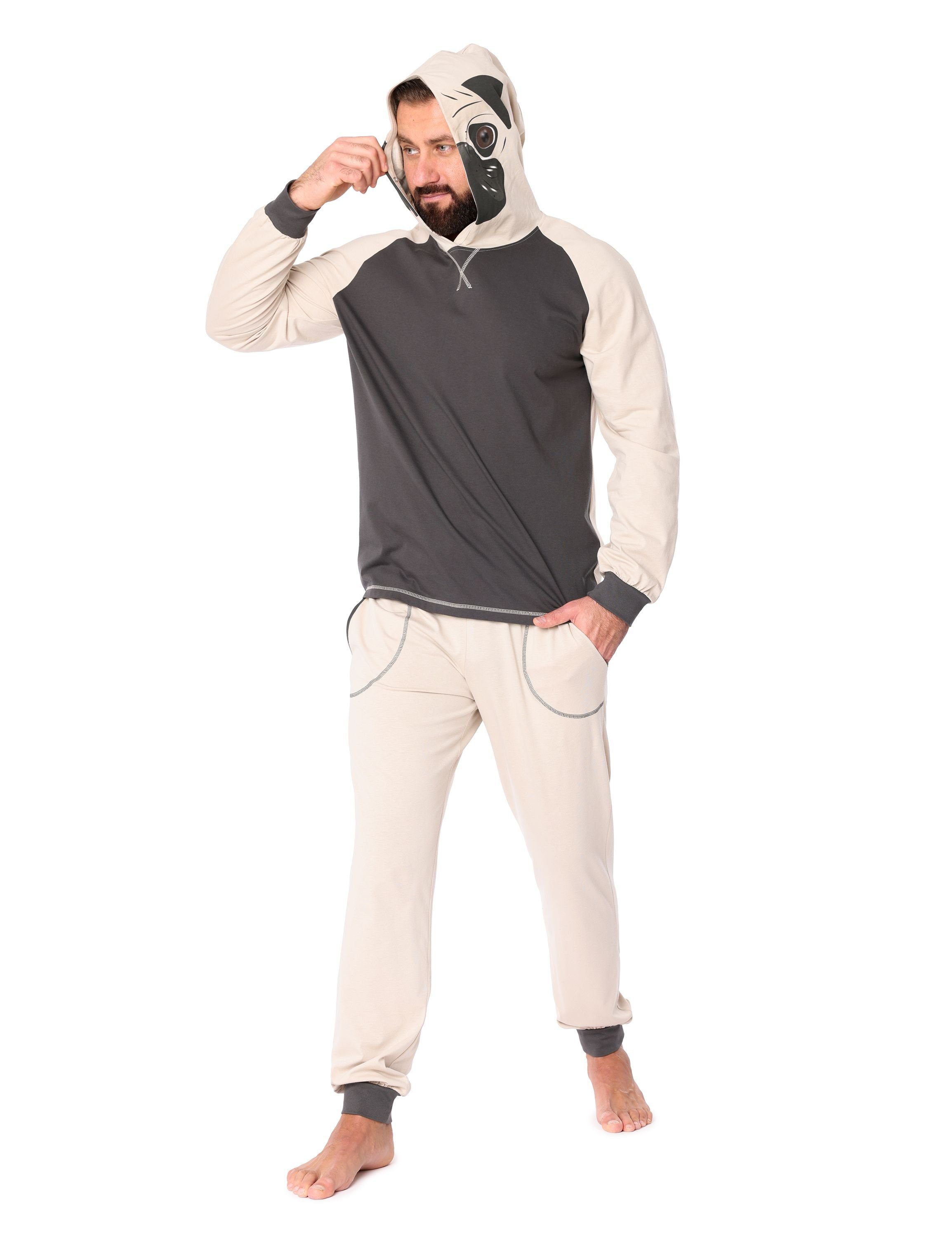 Ladeheid Schlafanzug Herren Schlafanzug aus Baumwolle Tierkostüm mit Kapuze LA40-239 ohne