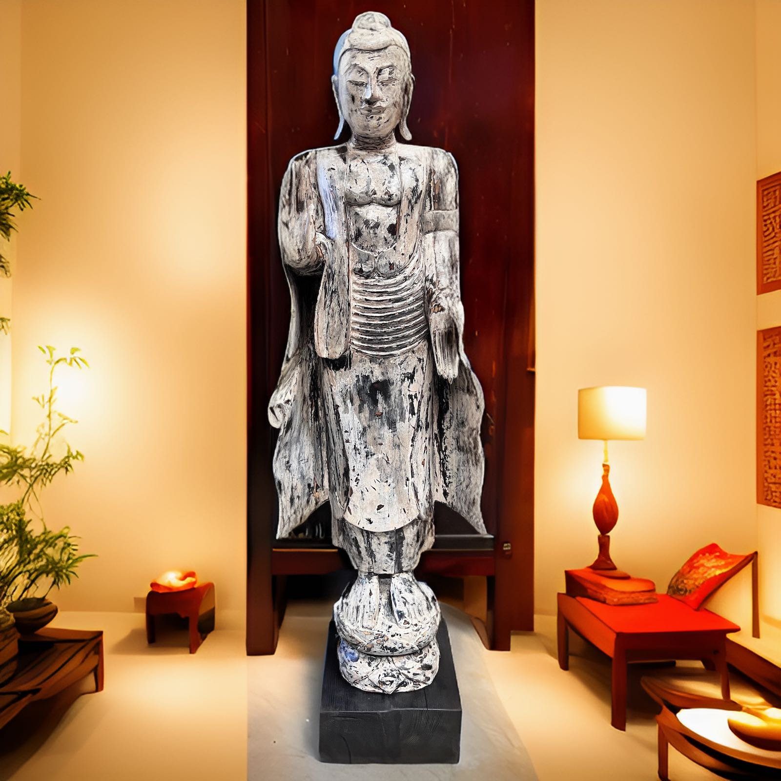 Asien LifeStyle Montags Buddha groß Buddhafigur Figur Thailand 140cm Holz