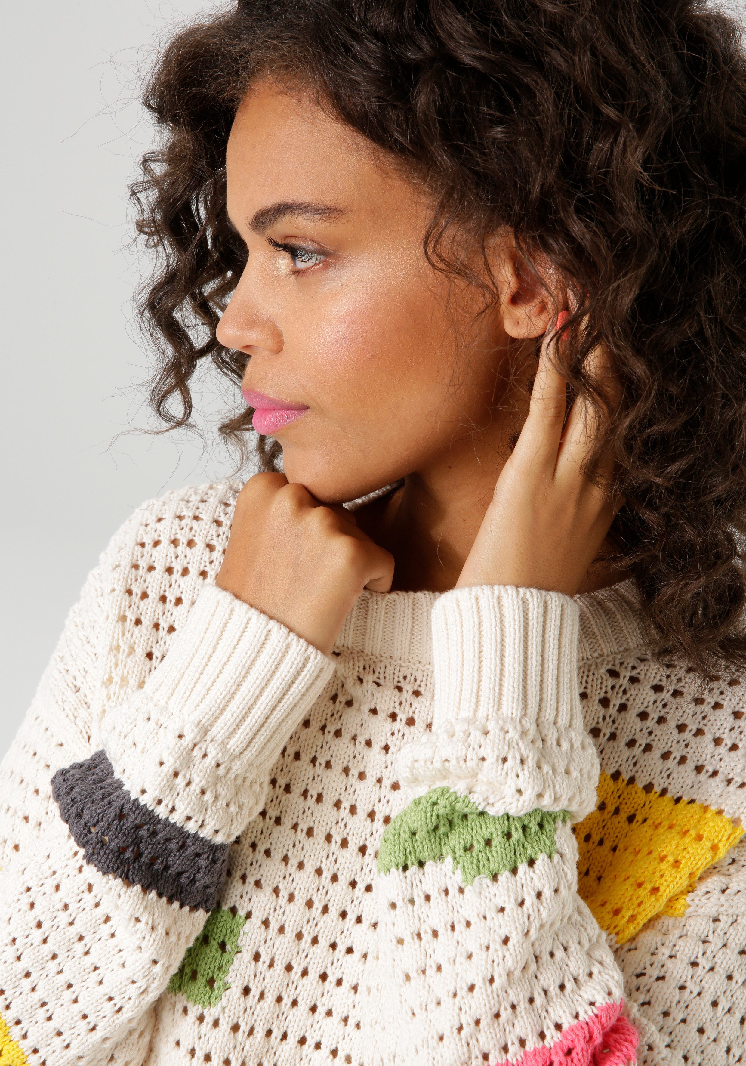 Aniston CASUAL Strickpullover mit eingestrickten Farb-Highlight