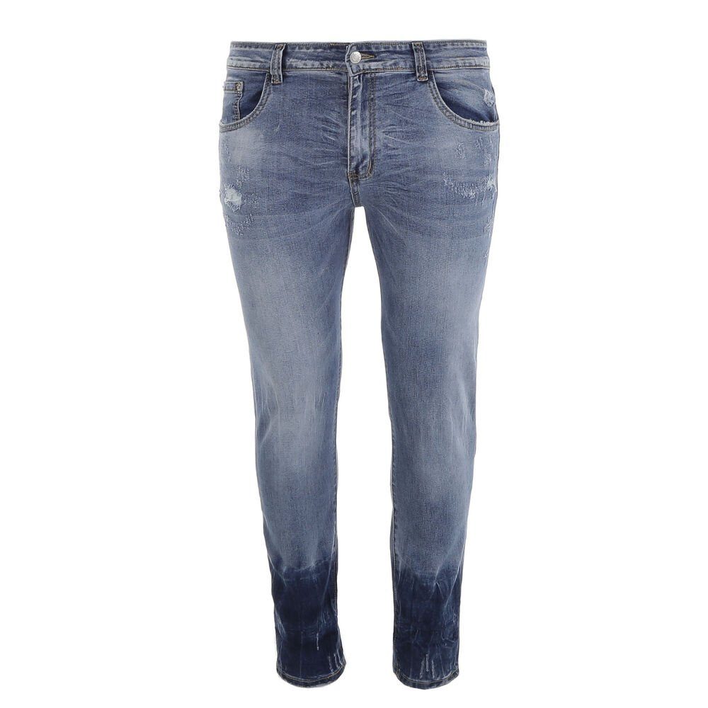 Ital-Design Stretch-Jeans Herren Freizeit Destroyed-Look Stretch Jeans in Blau