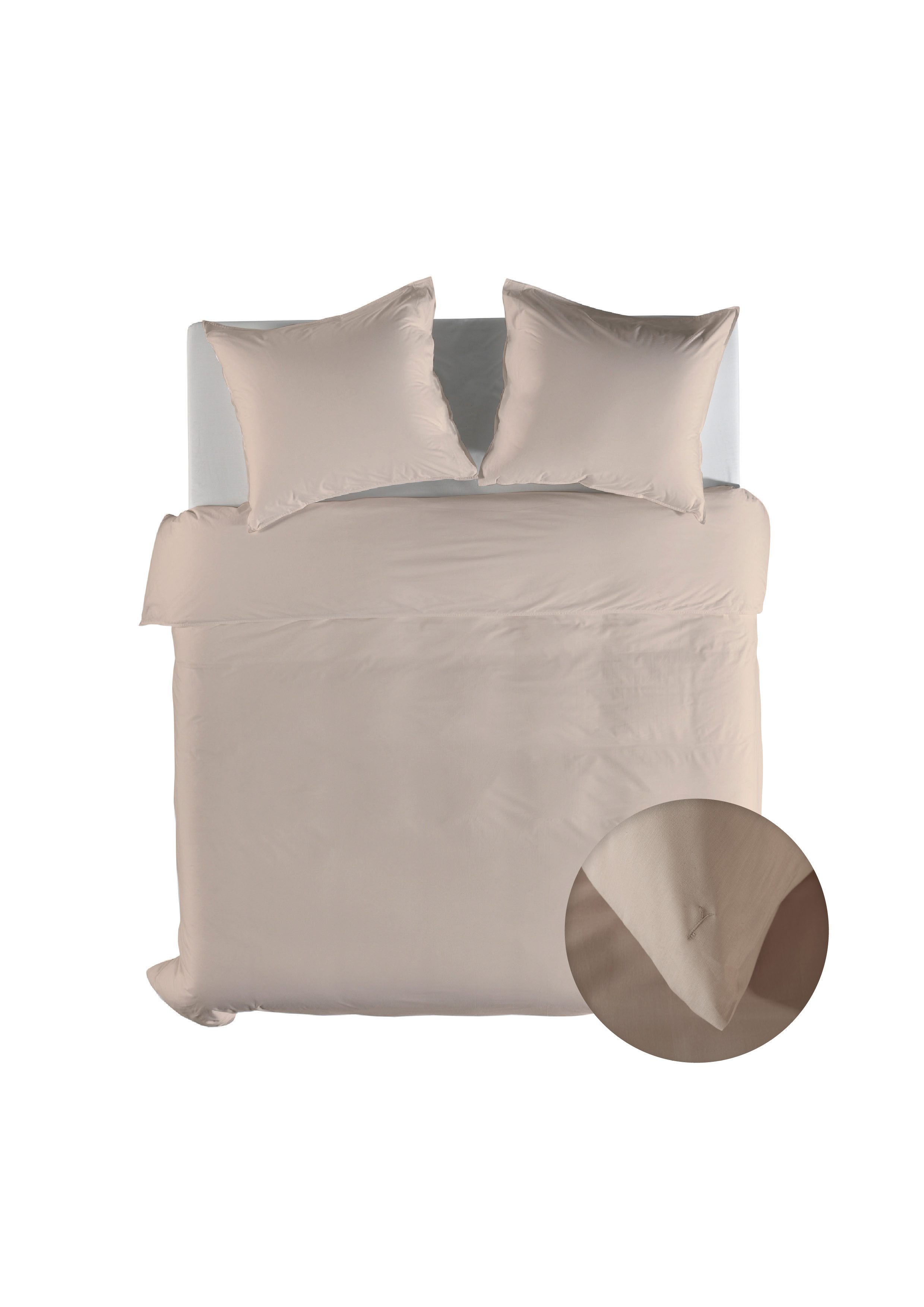 YELLOW Bettwäsche Suite Casablanca Dbo 240 Dollar Sand 240x220 Dollar-Sand Uni, Baumwolle, 3 teilig, Bettwäsche 240x220 Baumwolle Baumwolle Uni Hotelverschluss