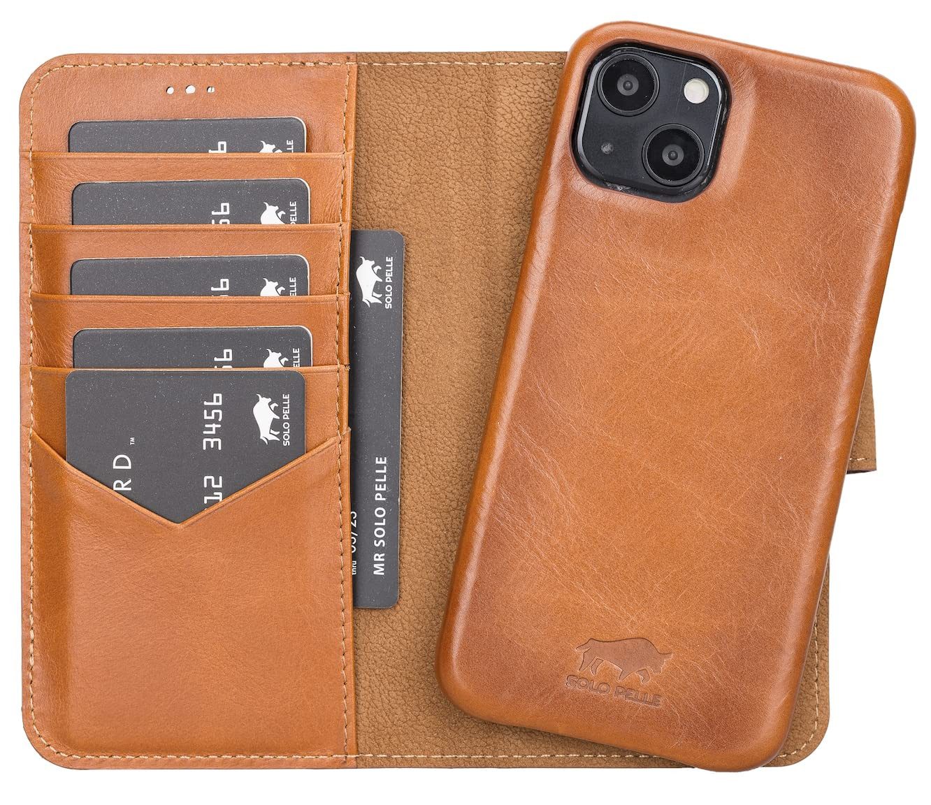 Solo Pelle Smartphonetasche Lederhülle für iPhone 13 6.1 Zoll abnehmbare Hülle inkl. Kartenfächer
