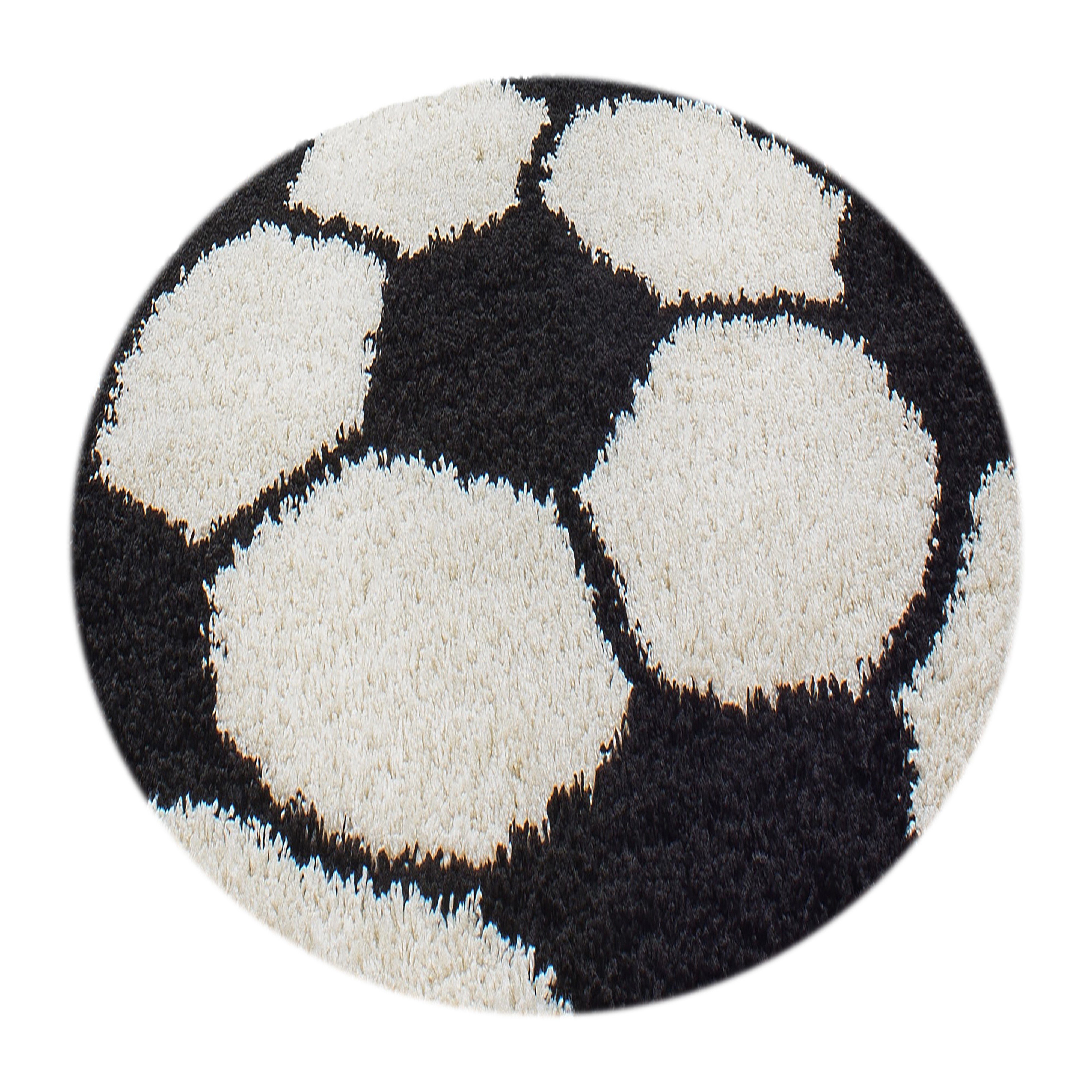 Stilvoll Günstig Kinderteppich für Spiel-Kinderzimmer Fußball-Design für Jungs und Mädchen, Rund, Höhe: 30 mm