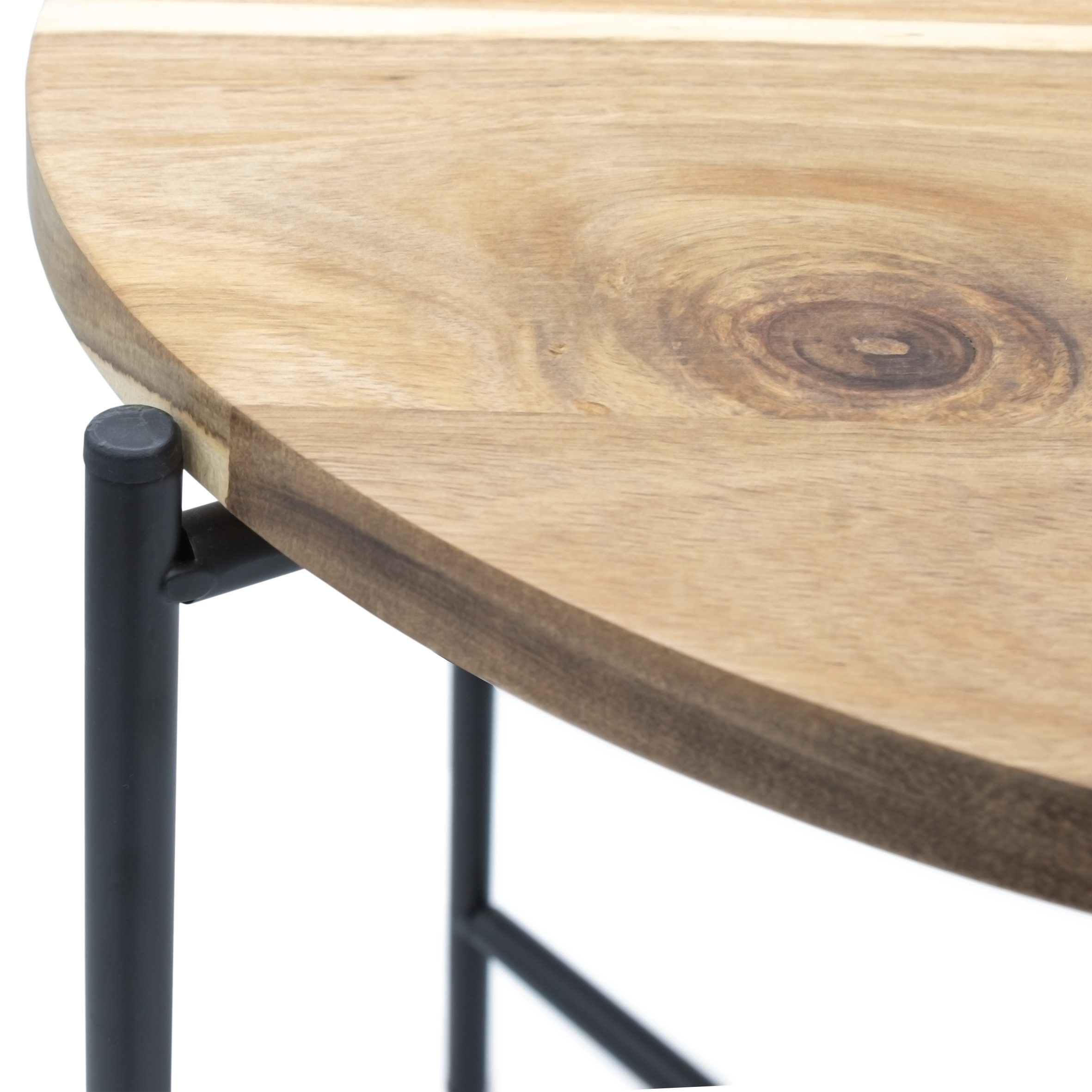 Spetebo Beistelltisch mit Akazien Tischplatte (Couchtisch, 1-St., mit Holz Platte und Metall Gestell), Tischplatte abnehmbar – Bild 3 von 5