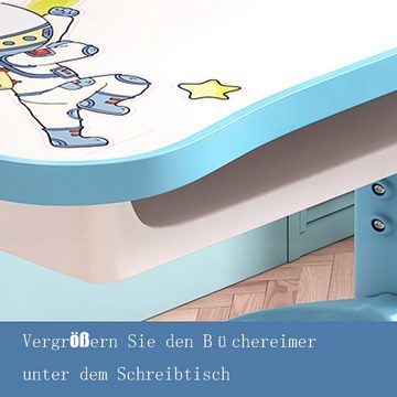 Rutaqian Kinderschreibtisch Kinderschreibtisch Set mit Schubladenstuhl, Schreibtisch (ergonomischer Tisch und Stuhl, höhenverstellbar), Kinder Schreibtisch für Jungs & Mädchen (Blau)