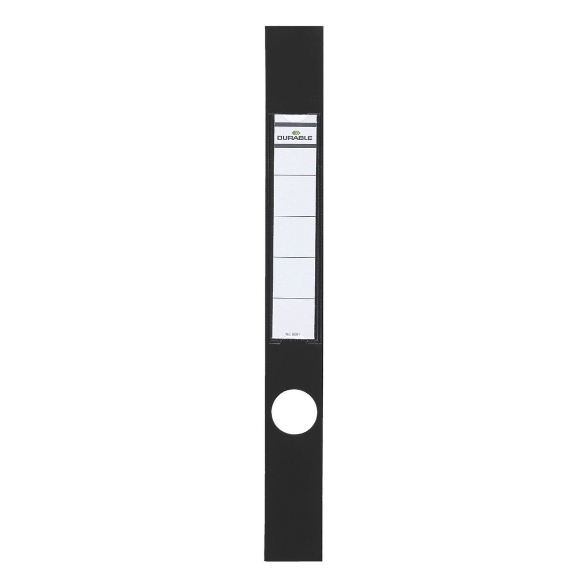 DURABLE Etiketten Ordofix, 10 Stück, schmal (40x390 mm), selbstklebend, mit transparenter Tasche