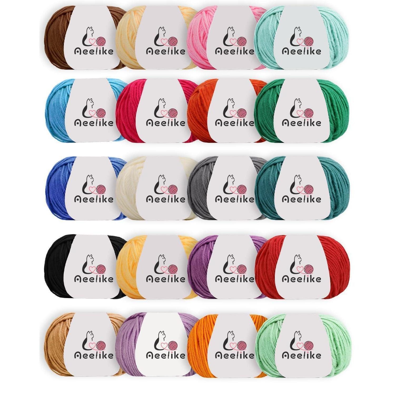 LuxusKollektion Acryl-Wollgarn Set 20 Farben Strickhäkelgarn Häkelwolle