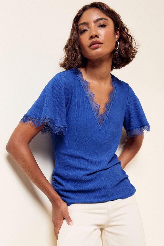 Friends Like These V-Shirt Friends Like These Top mit V-Ausschnitt und Spitze (1-tlg)