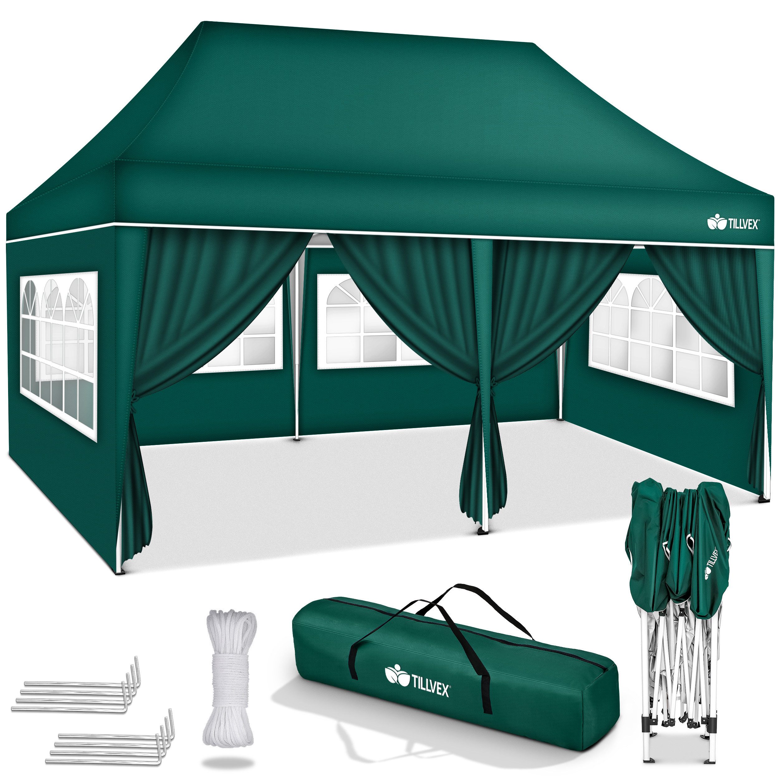 tillvex Pavillon tillvex® Pavillon 3x6m Wasserdicht Gartenzelt Faltpavillon Partyzelt, (Pavillon 3x6m wasserdicht, Gartenzelt UV Schutz 50), Partyzelt mit Tasche für Garten