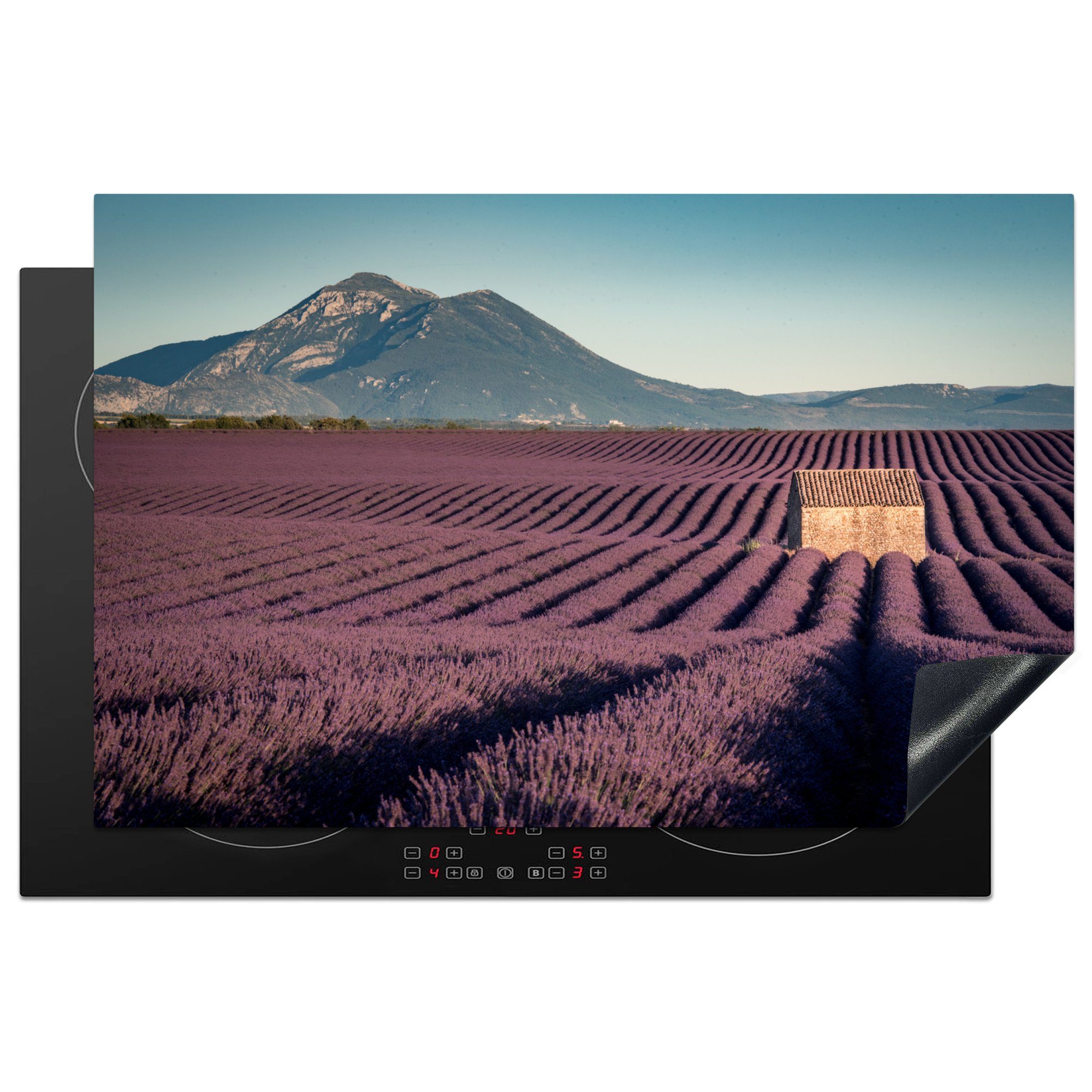 MuchoWow Herdblende-/Abdeckplatte Lavendelgebiet im Südosten Frankreichs, Vinyl, (1 tlg), 81x52 cm, Induktionskochfeld Schutz für die küche, Ceranfeldabdeckung