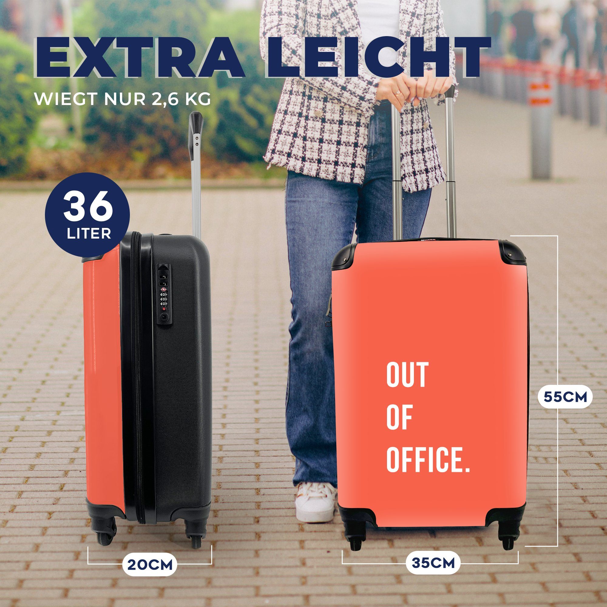 Handgepäckkoffer für Dienst Zitate Reisekoffer mit rollen, MuchoWow Handgepäck Außer Reisetasche Orange, Rollen, 4 Ferien, - - Trolley,