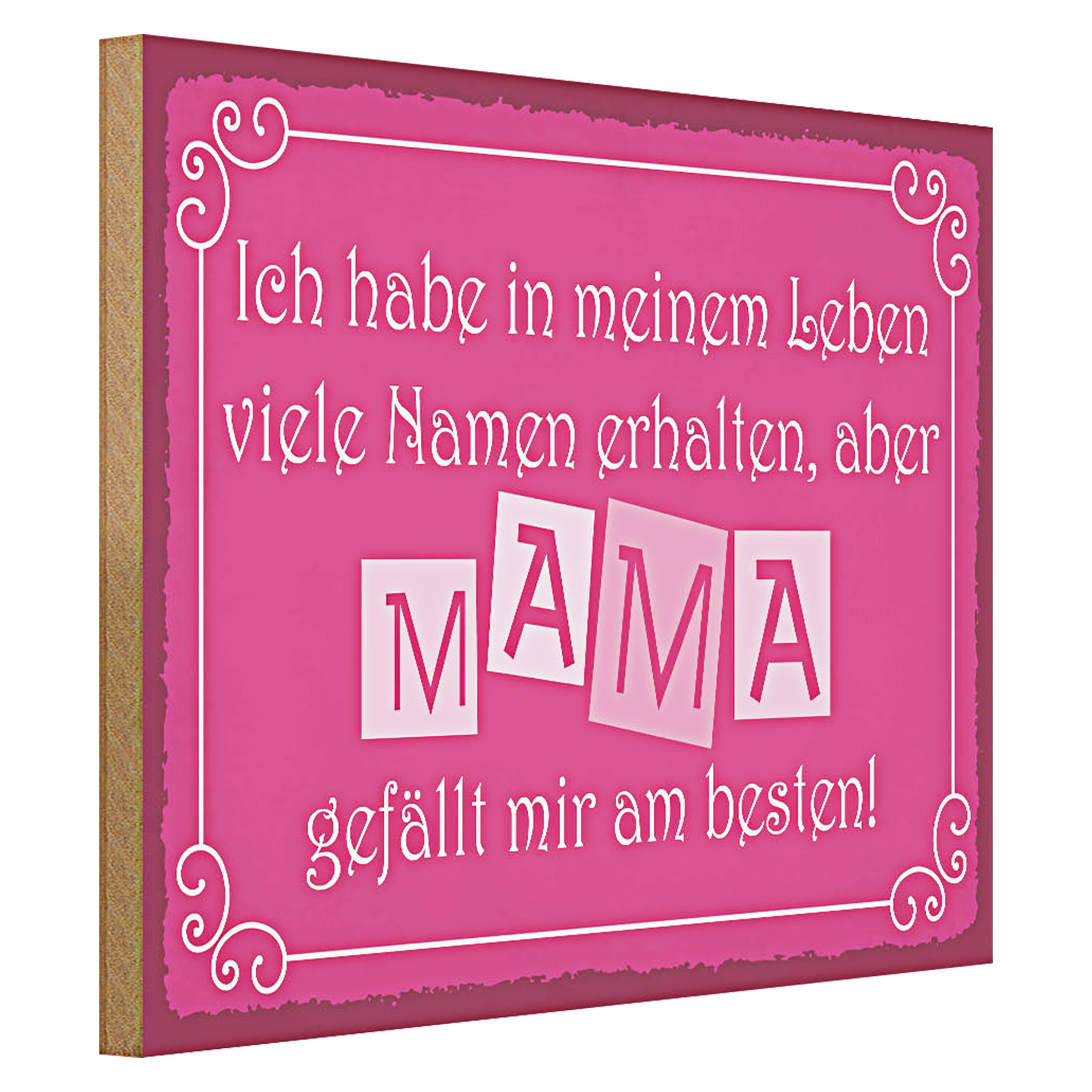 Roomando Holzbild Spruch 40x30cm Name Mama gefällt mir am besten