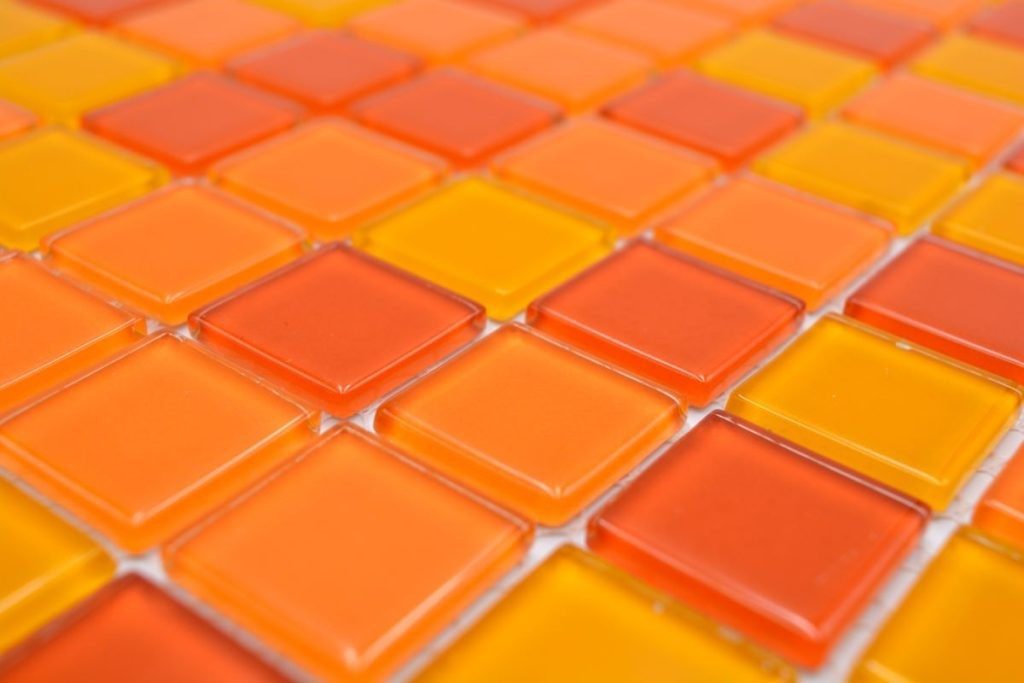 Mosani Mosaikfliesen Mosaik Fliesen Glasmosaik gelb orange rot Mosaikplatte