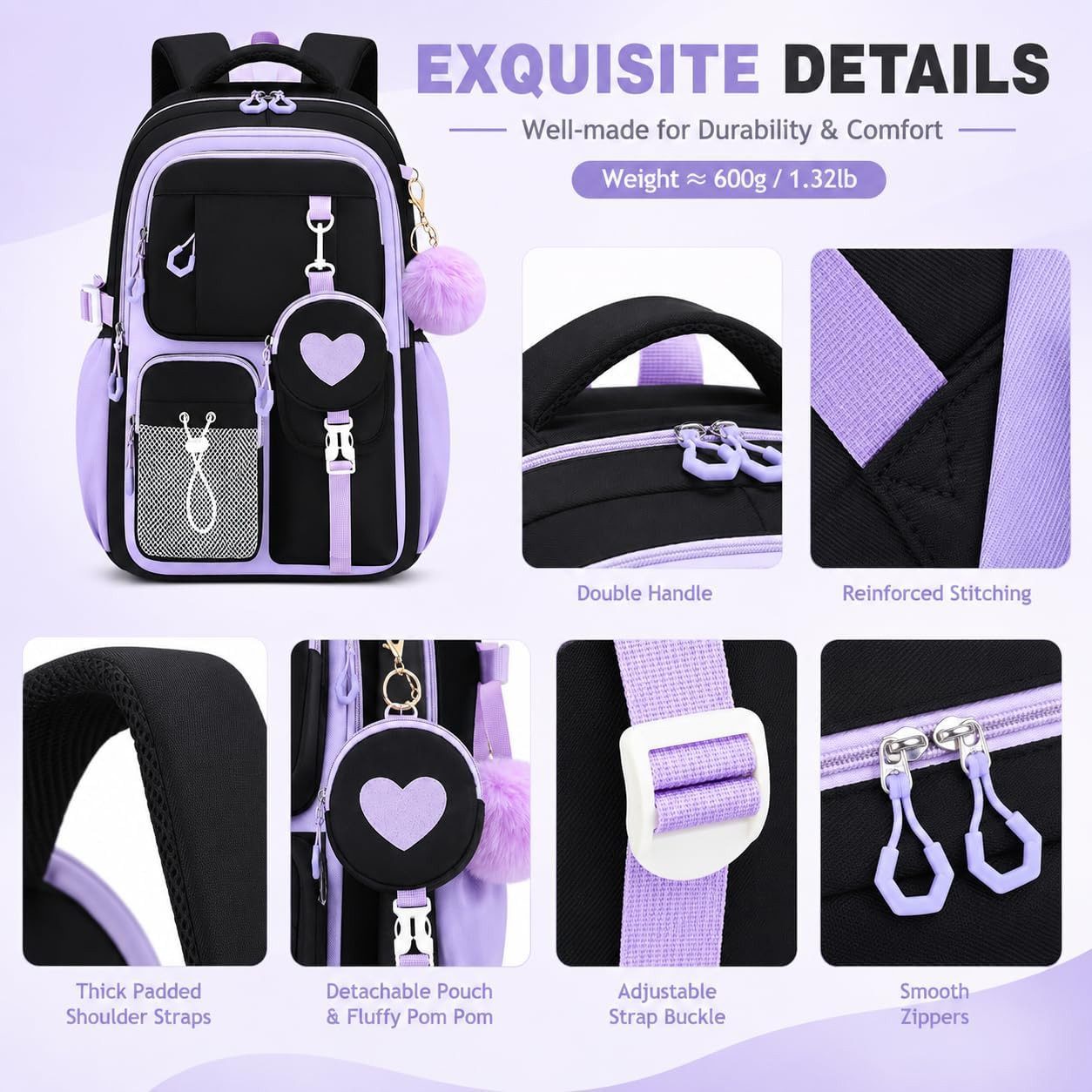 MOPUEA Schulrucksack Schulrucksack Set 3-tlg Wasserabweisend Ergonomisch mit Viele Fächer (3-teiliges Schulrucksack Set für Schule und Freizeit, 3-teiliges Schulrucksack Set für Schule und Freizeit), 17,6 Zoll Laptopfach leicht ergonomisch isolierte Lunch Tasche