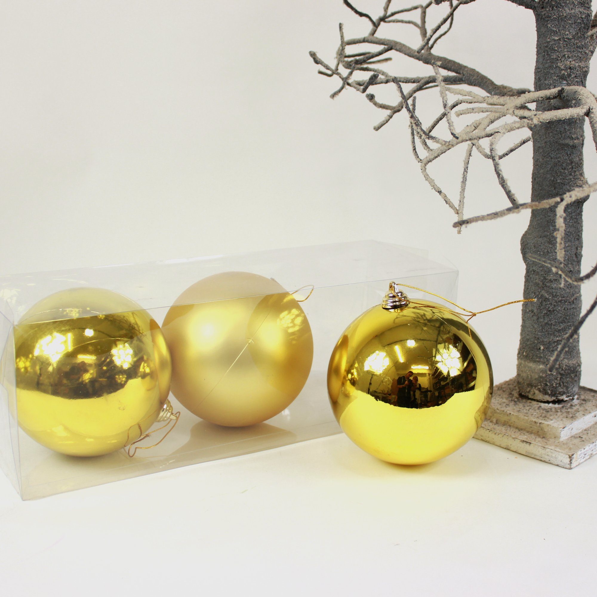 Lucht Weihnachtsbaumkugel Weihnachtskugeln 15 cm gold 3 Stück in der Box