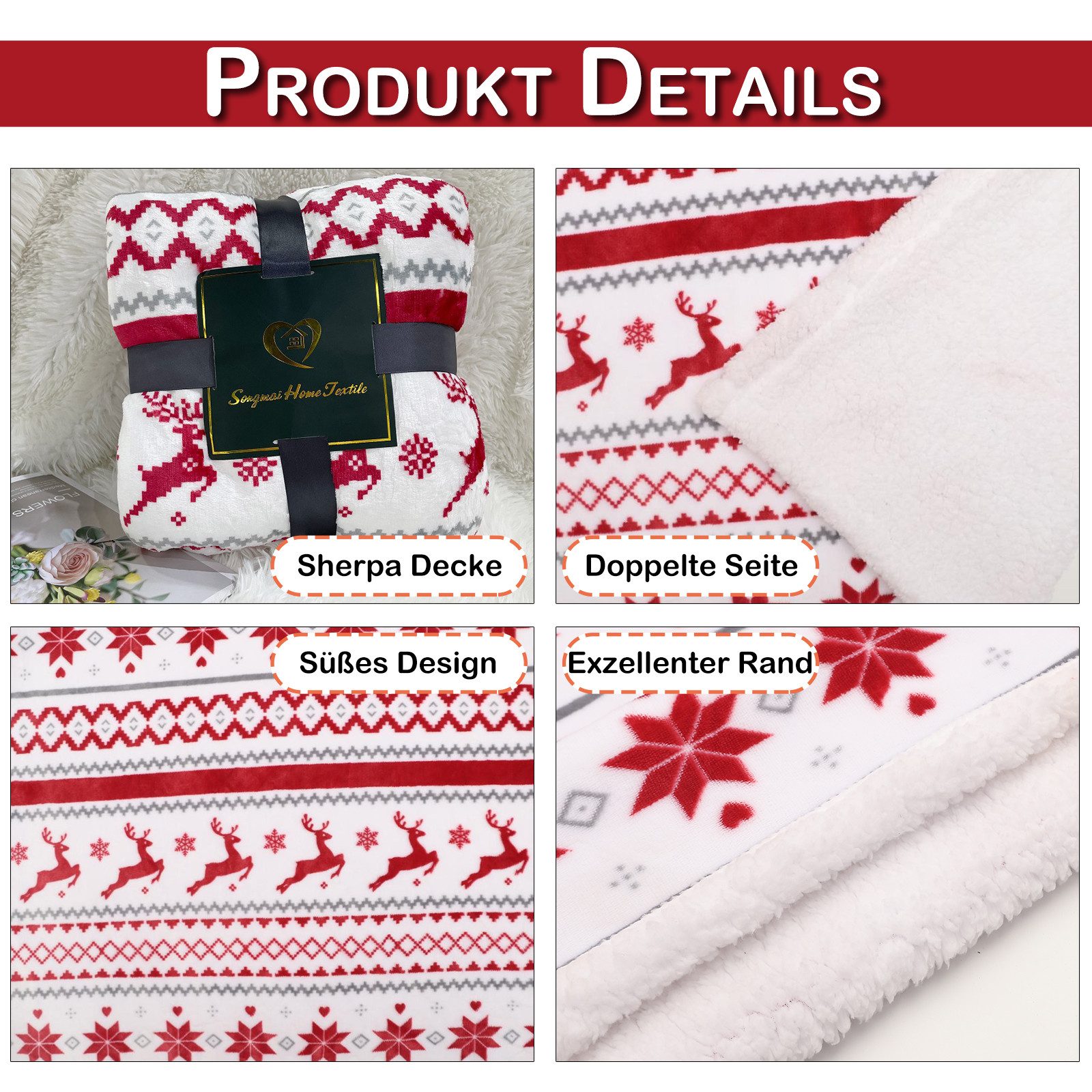 Rosnek Tagesdecke Weihnachtsdecke Dick Kuscheldecke Winter Wohndecke Sofa F günstig online kaufen