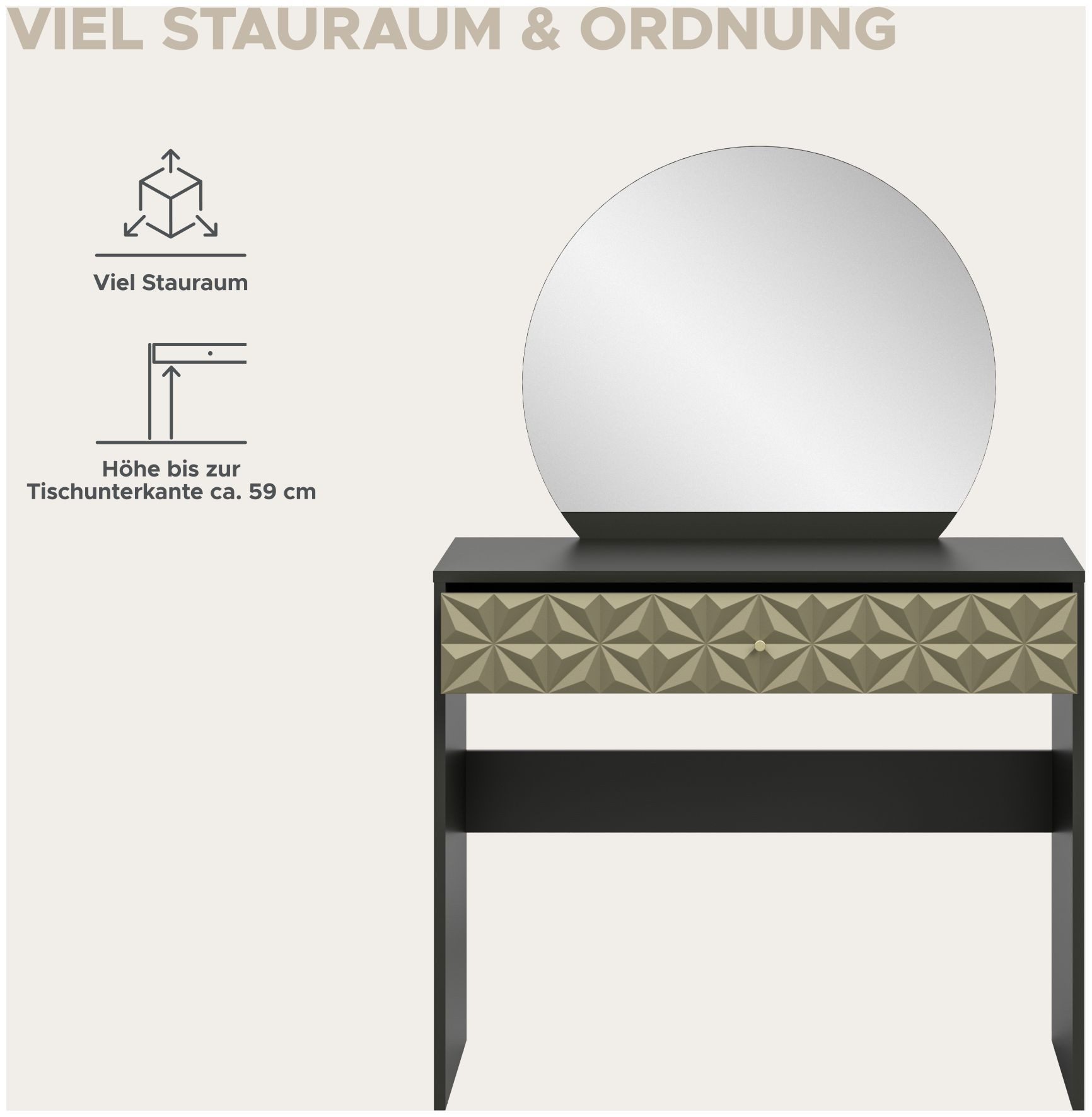 xonox.home Esstisch, Schwarz Retro Melamin 90x133x39 cm