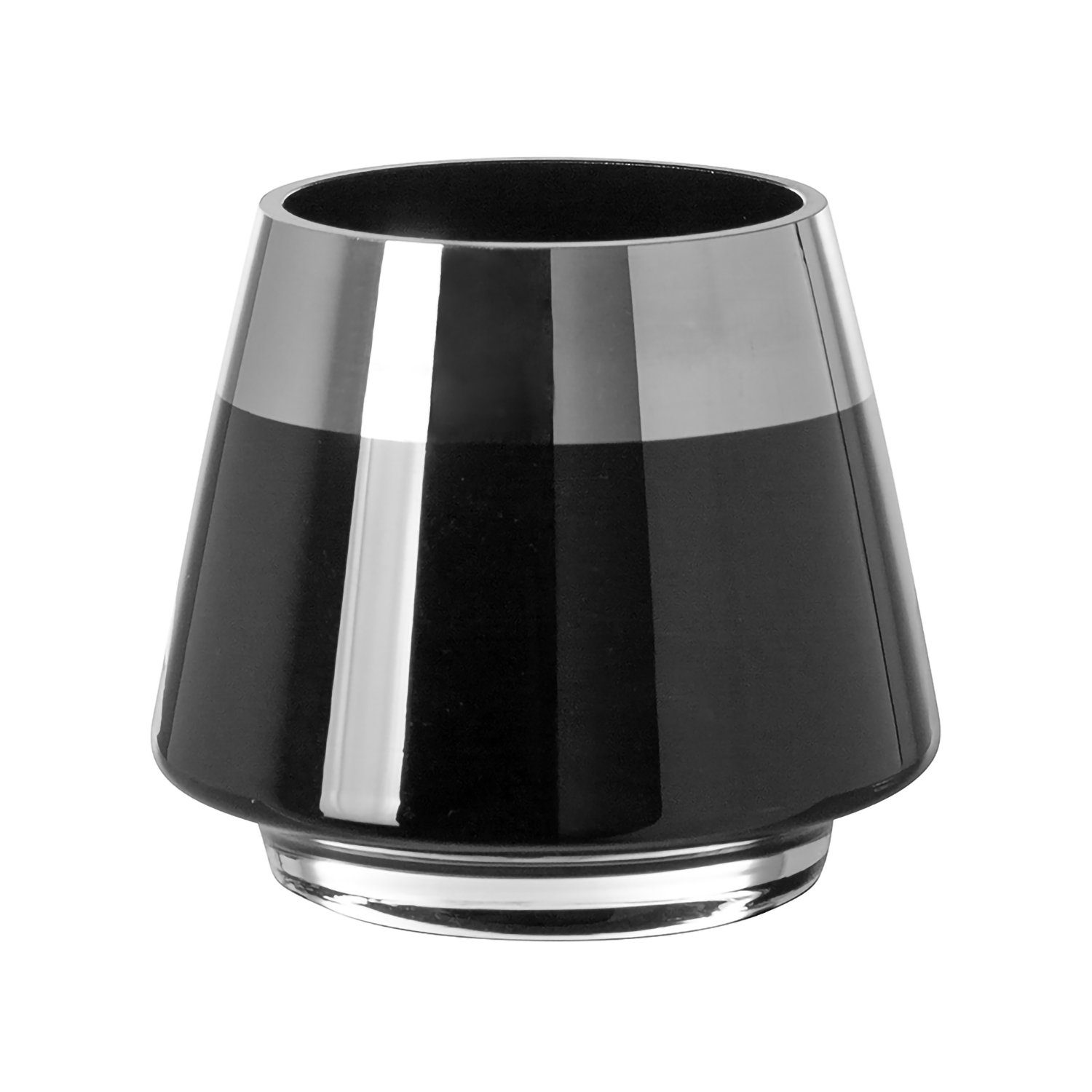 Fink Teelichthalter JONA - Windlicht - Schwarz aus Glas - H. 9cm - Kerzenha günstig online kaufen