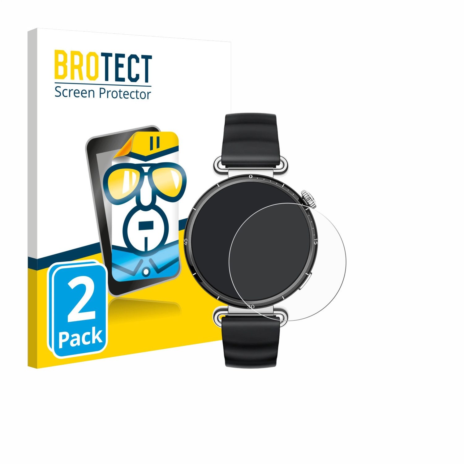 BROTECT Displayschutzfolie Schutzfolie für Huawei Watch GT 6 (41 mm), 2 Stück, Displayschutz Schutz Folie Klar Transparent