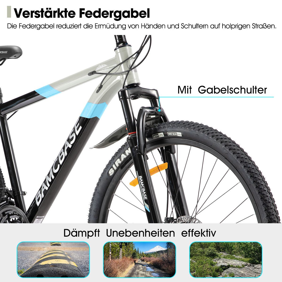 HILAND Mountainbike 26/27,5 Zoll Alu-Mountainbike 21-Gang, Scheibenbremsen & Komfortsattel