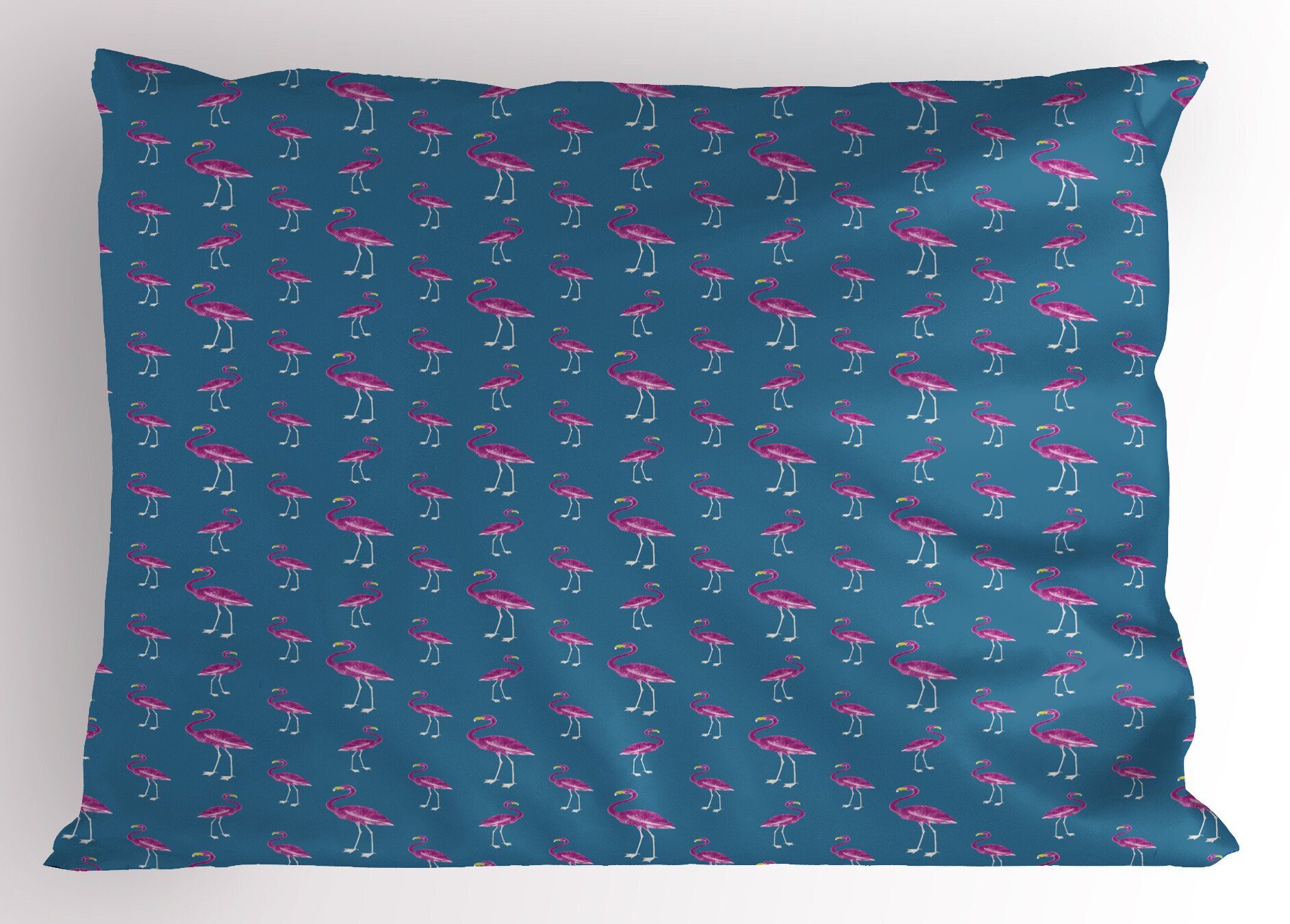 Flamingo exotische Und Kissenbezüge Standard Pink Blau Stück), Abakuhaus (1 Dekorativer Gedruckter Kissenbezug, Size King