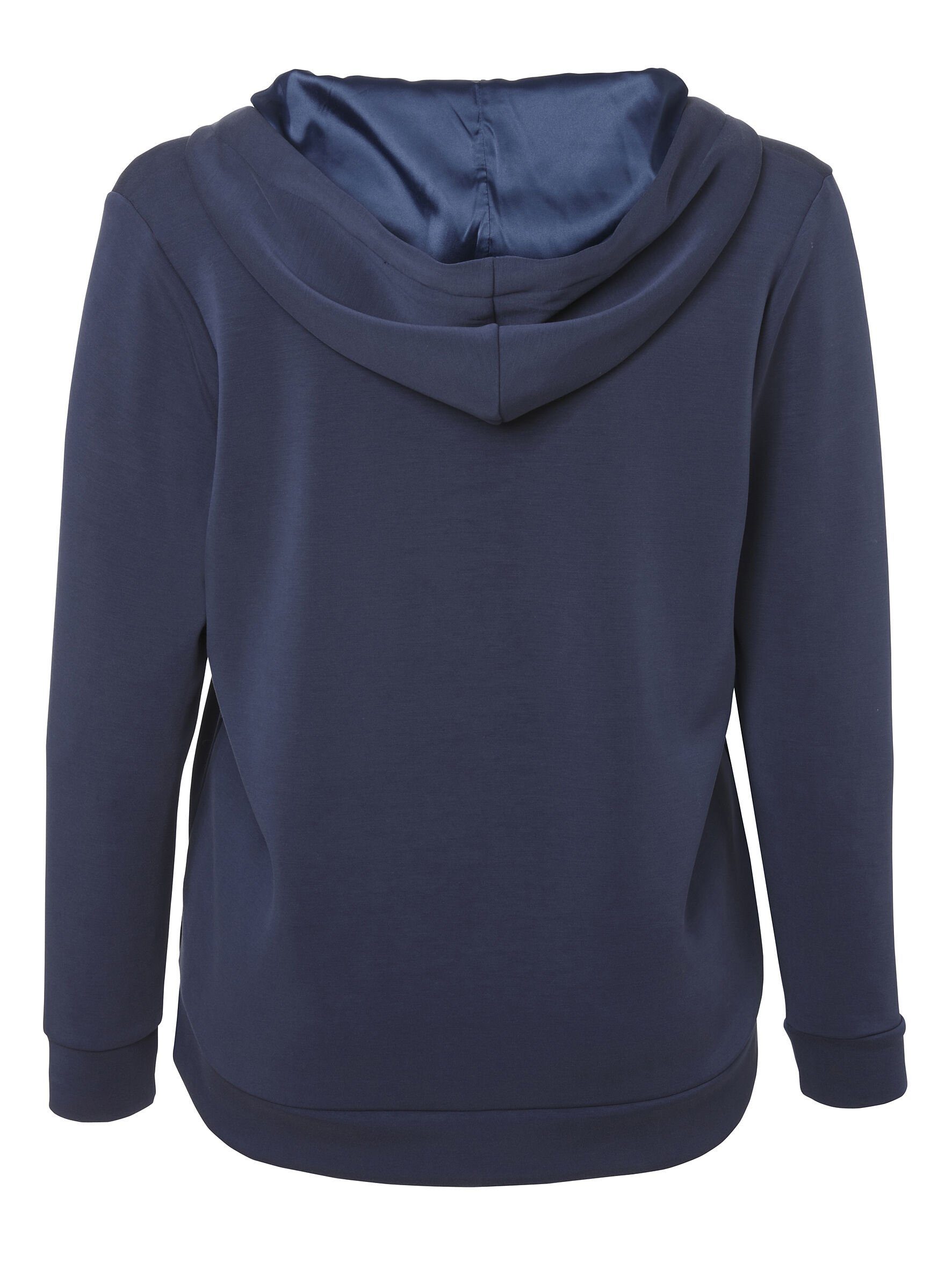 indigo DUE Sportives Sweatshirt hochwertigen unifarbenem Viskosemischung Sweatshirt APPIA VIA in Stil mit