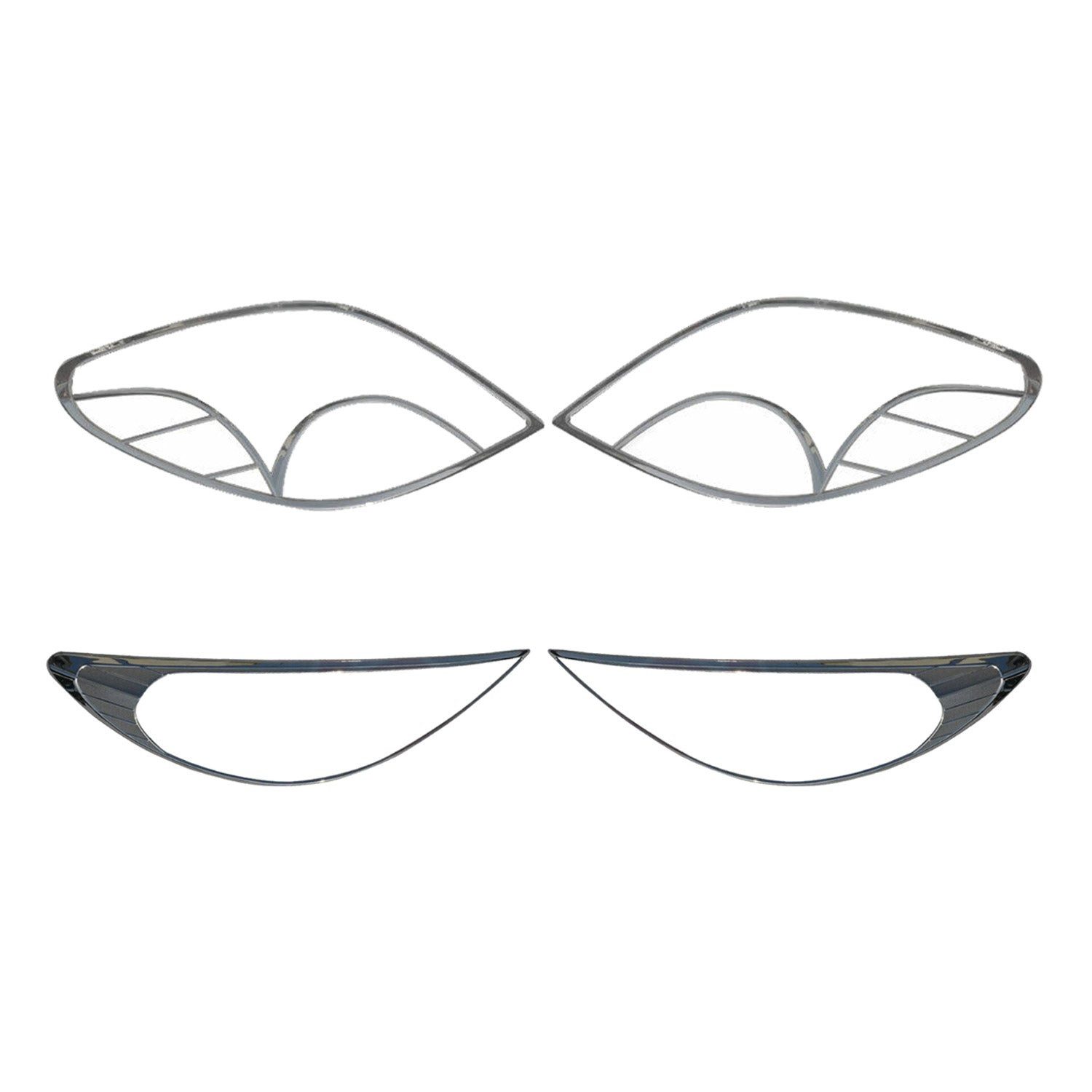 OMAC Zierleisten-Aufkleber Scheinwerferrahmen Rücklicht Rahmen Satz für Peugeot 207 + Chrom ABS, (4tlg)