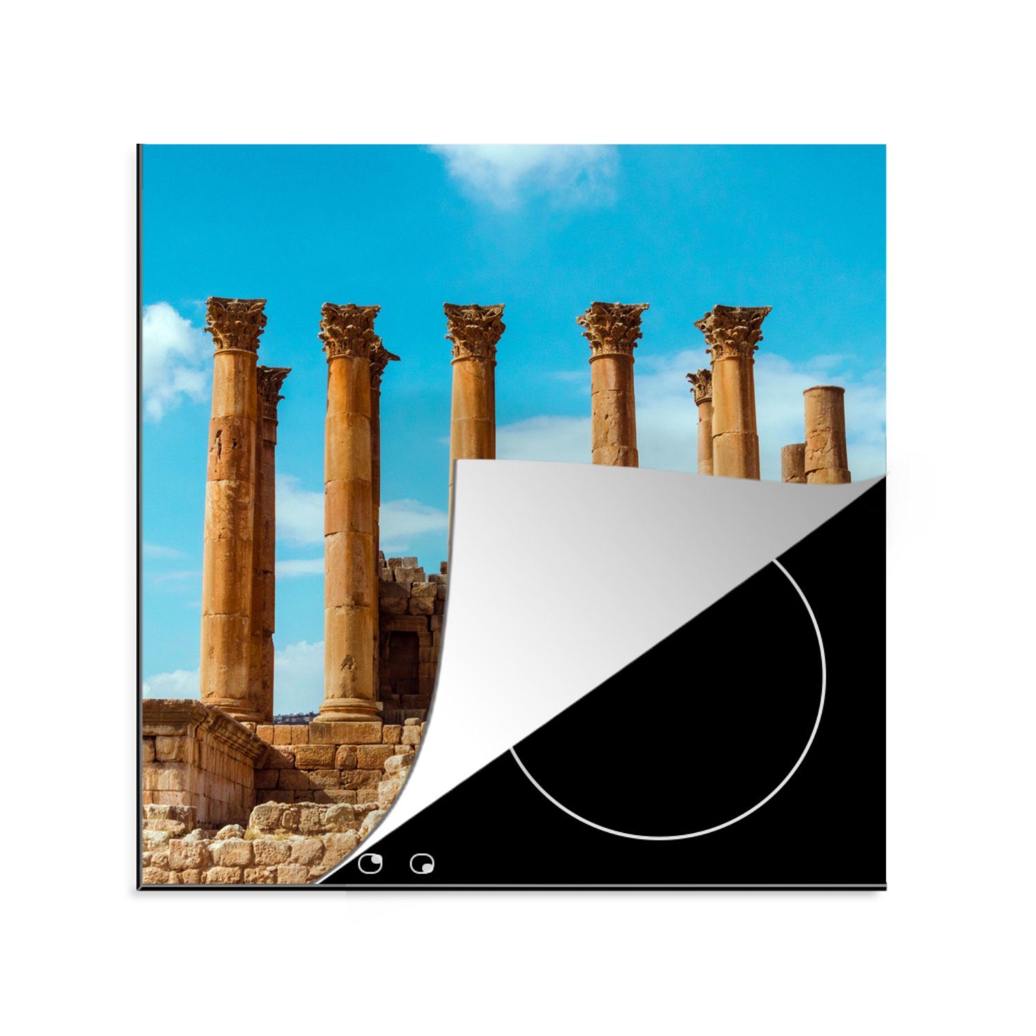MuchoWow Herdblende-/Abdeckplatte Antiker Tempel in der Türkei, Vinyl, (1 tlg), 78x78 cm, Ceranfeldabdeckung, Arbeitsplatte für küche