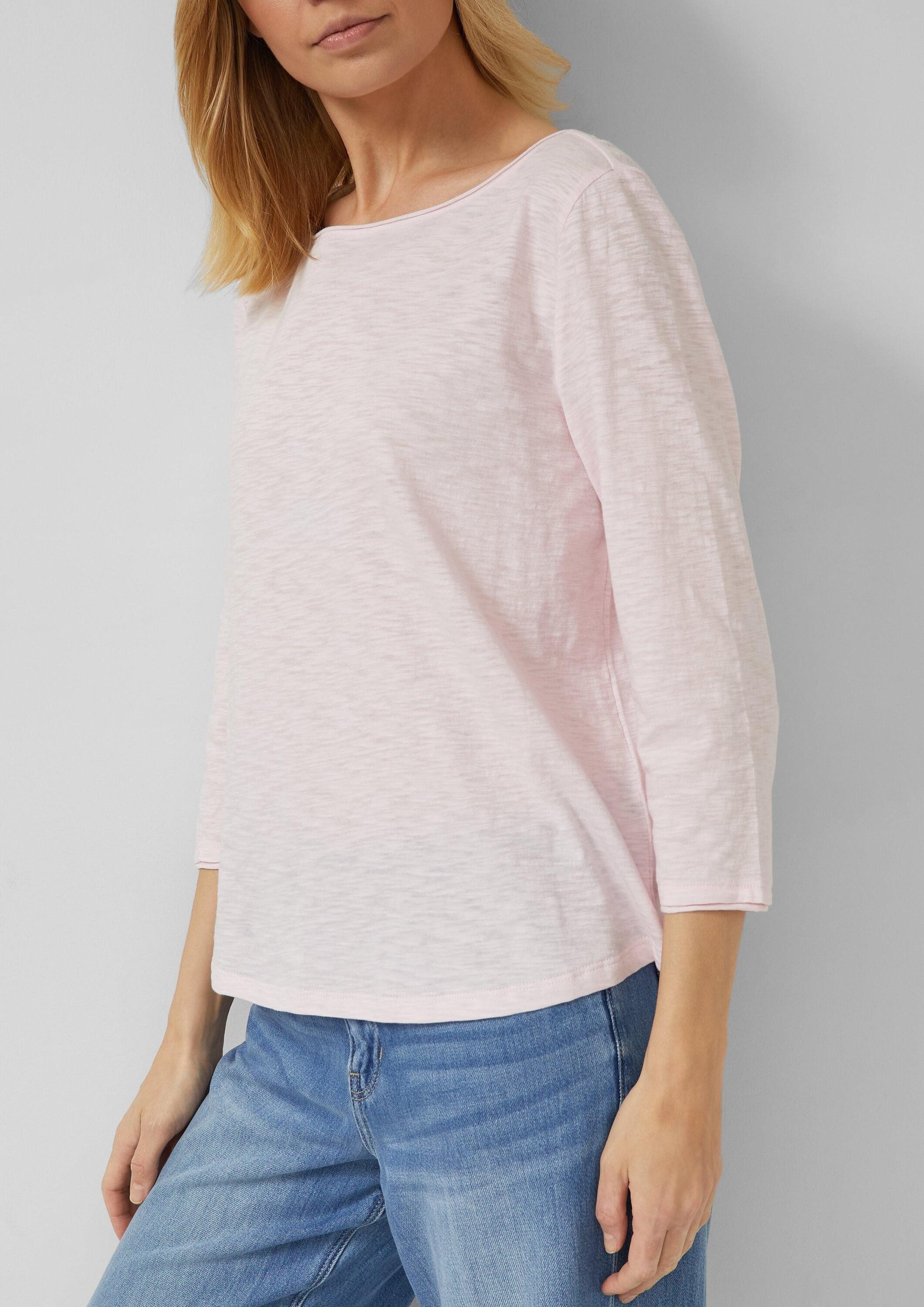 s.Oliver 3/4-Arm-Shirt T-Shirt Shirt mit Flammgarnstruktur und 3/4-Ärmeln